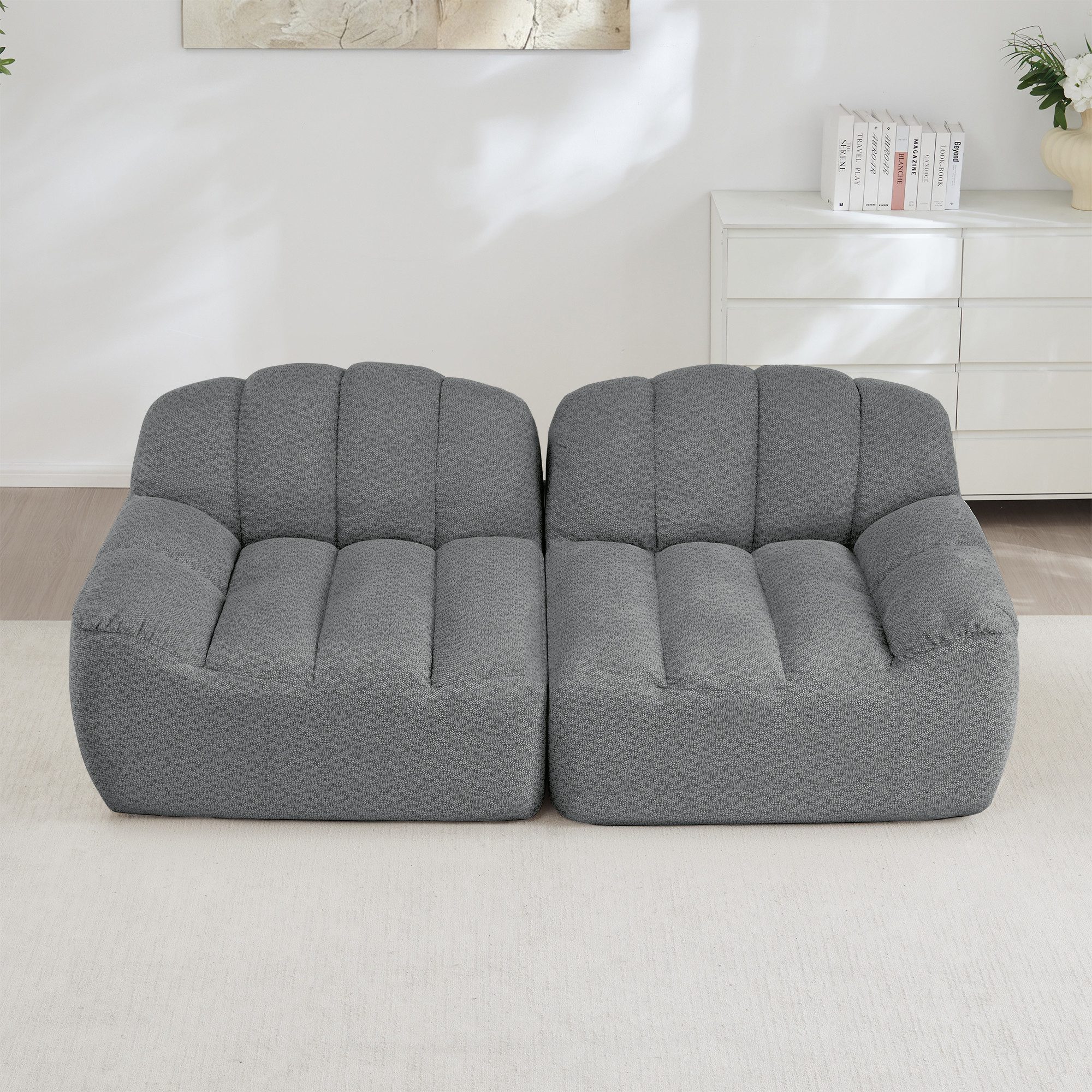 Celya Sofa Modulares Boneless Sofa, kein Aufbau erforderlich, Muschelform, tiefe Sitzkissen, Ideal für Wohnzimmer und Apartment