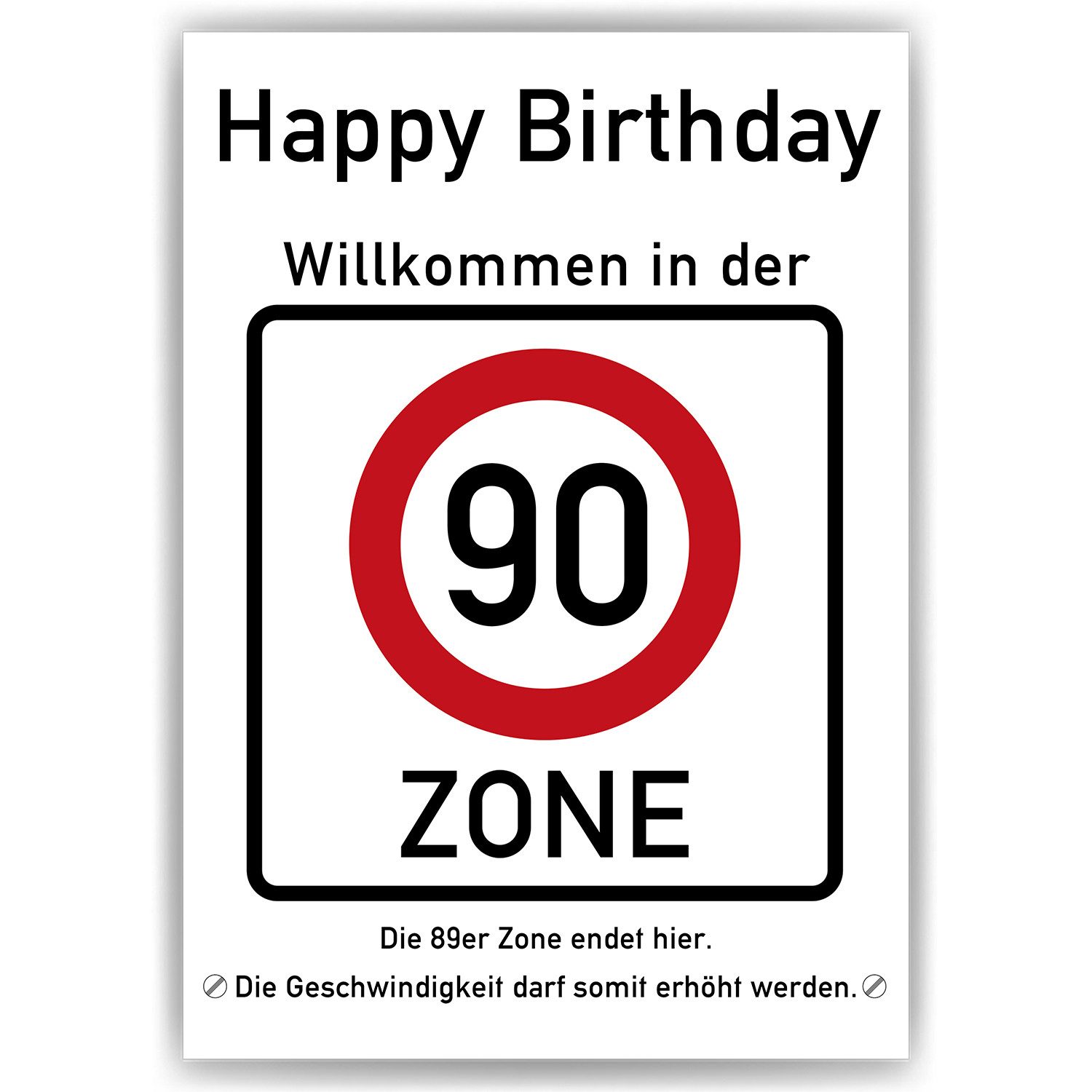 Tigerlino Poster 90. Geburtstag Geschenk Verkehrszeichen günstig online kaufen
