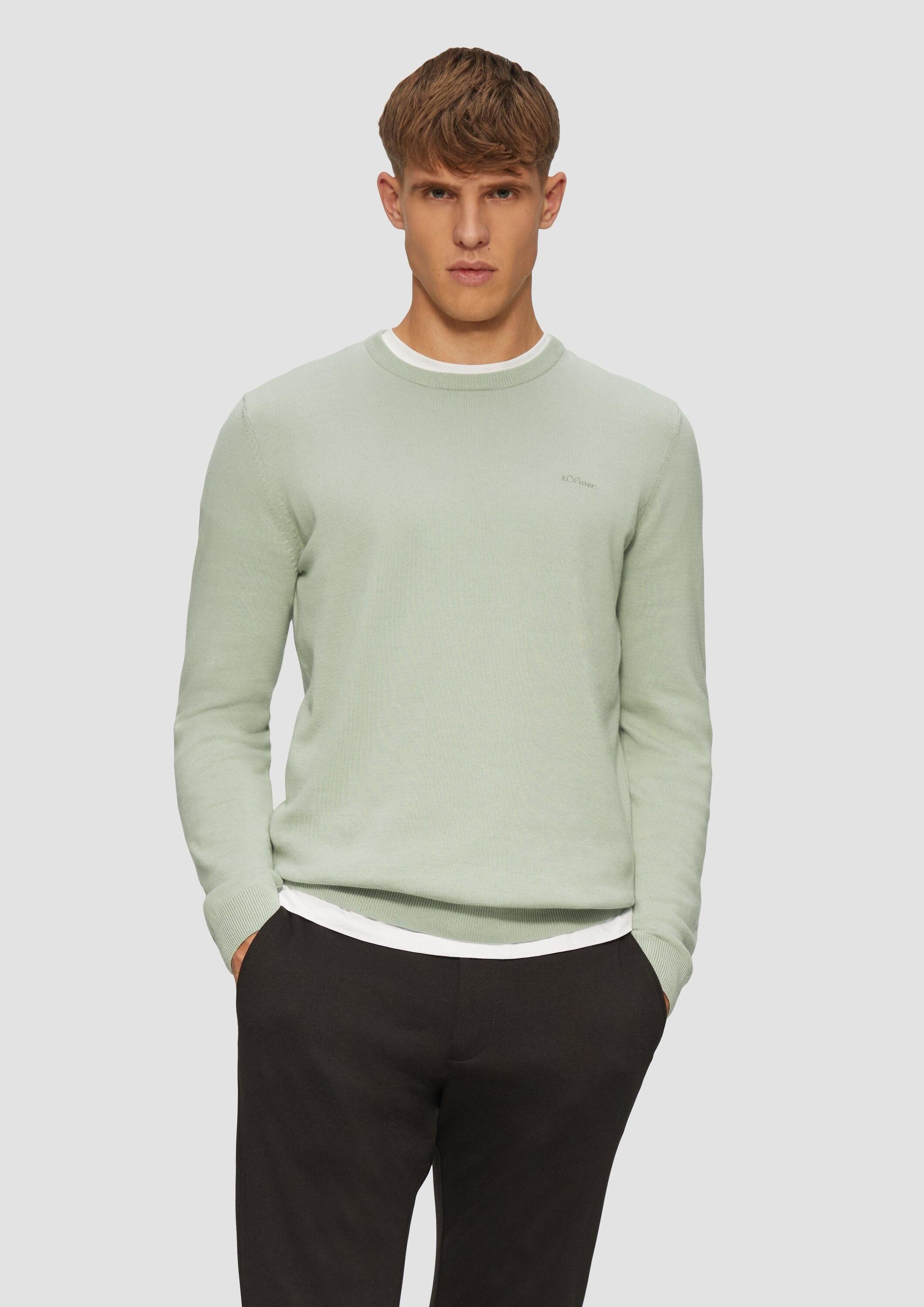 s.Oliver Longpullover Strickpullover Strickpullover mit Logo-Stickerei