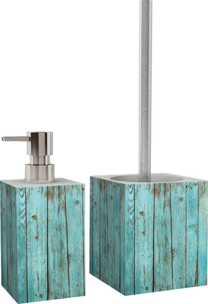 Sanilo Badaccessoire-Set Lumber, Kombi-Set, 2 tlg., modernes Design, kräftige farben, hochwertiges Material
