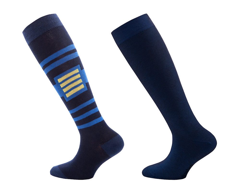 Ewers Kniestrümpfe Ewers Kniestrümpfe 2er Pack Streifen uni tinte blau Gr. 27-30 (2-Paar)