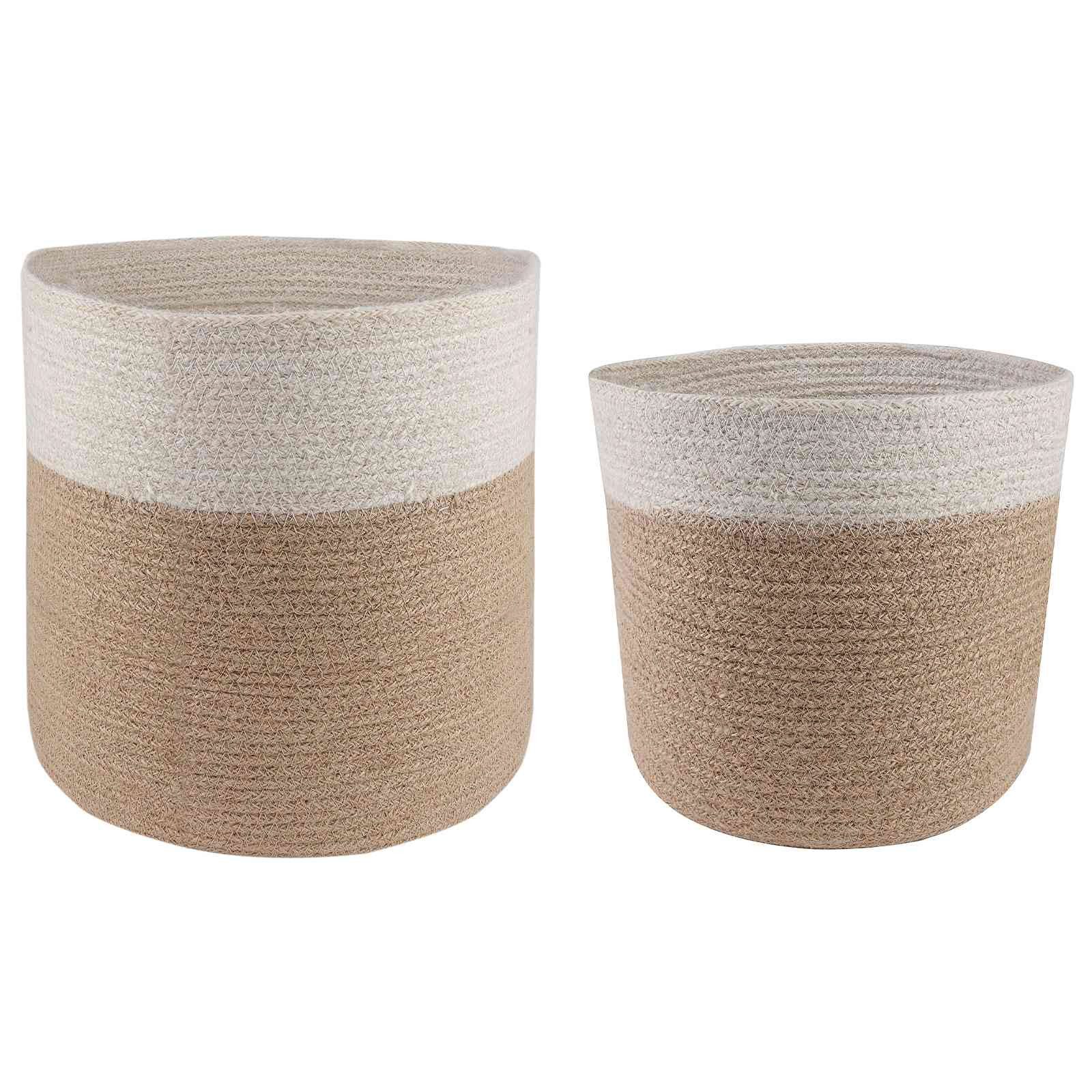 vidaXL Pflanztopfsatz 2 pcs Natürlich und Weiß Ø 28 x 28 cm (2 St)