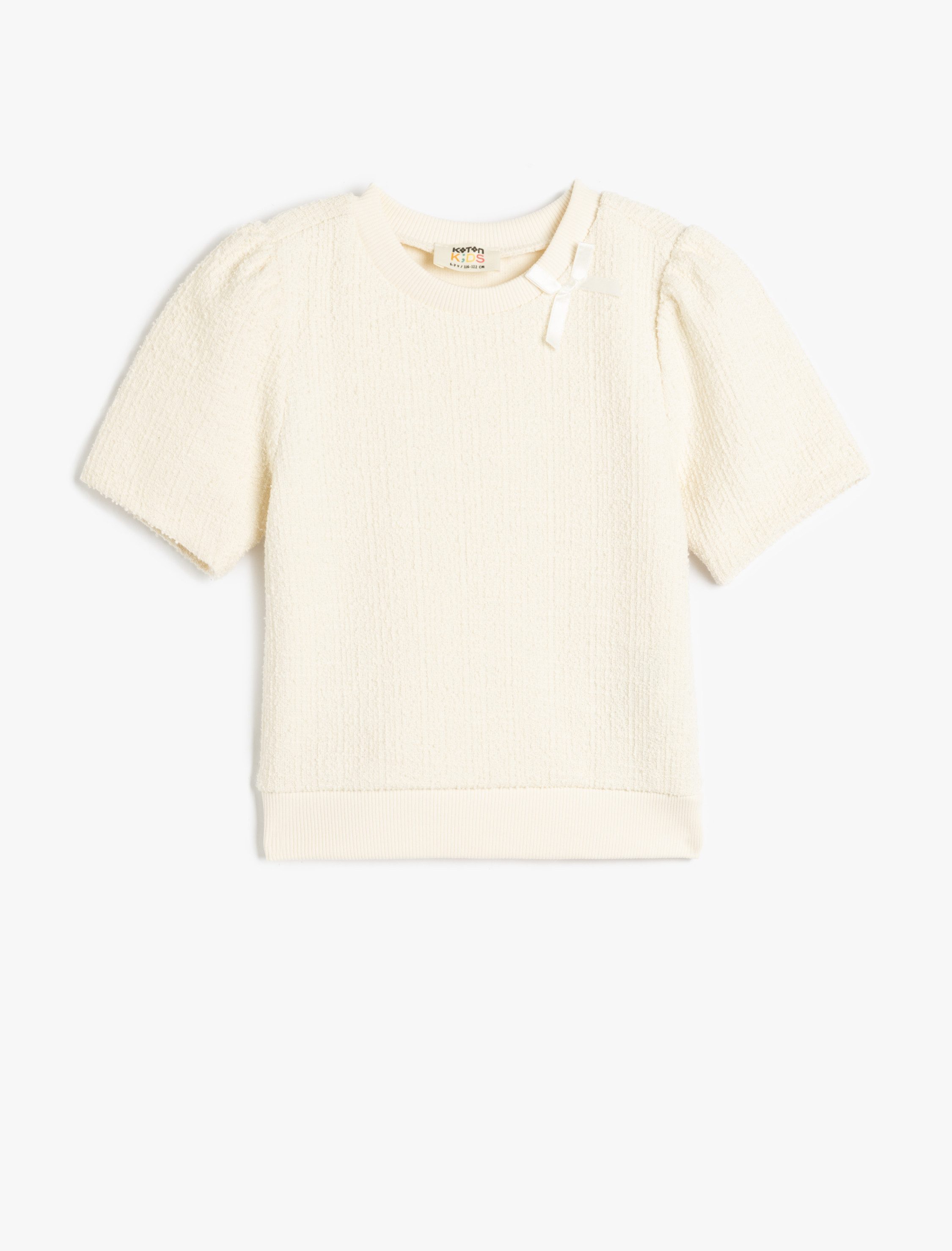 Koton Kurzarmbluse Koton Rundhals Schleife Detail Bluse