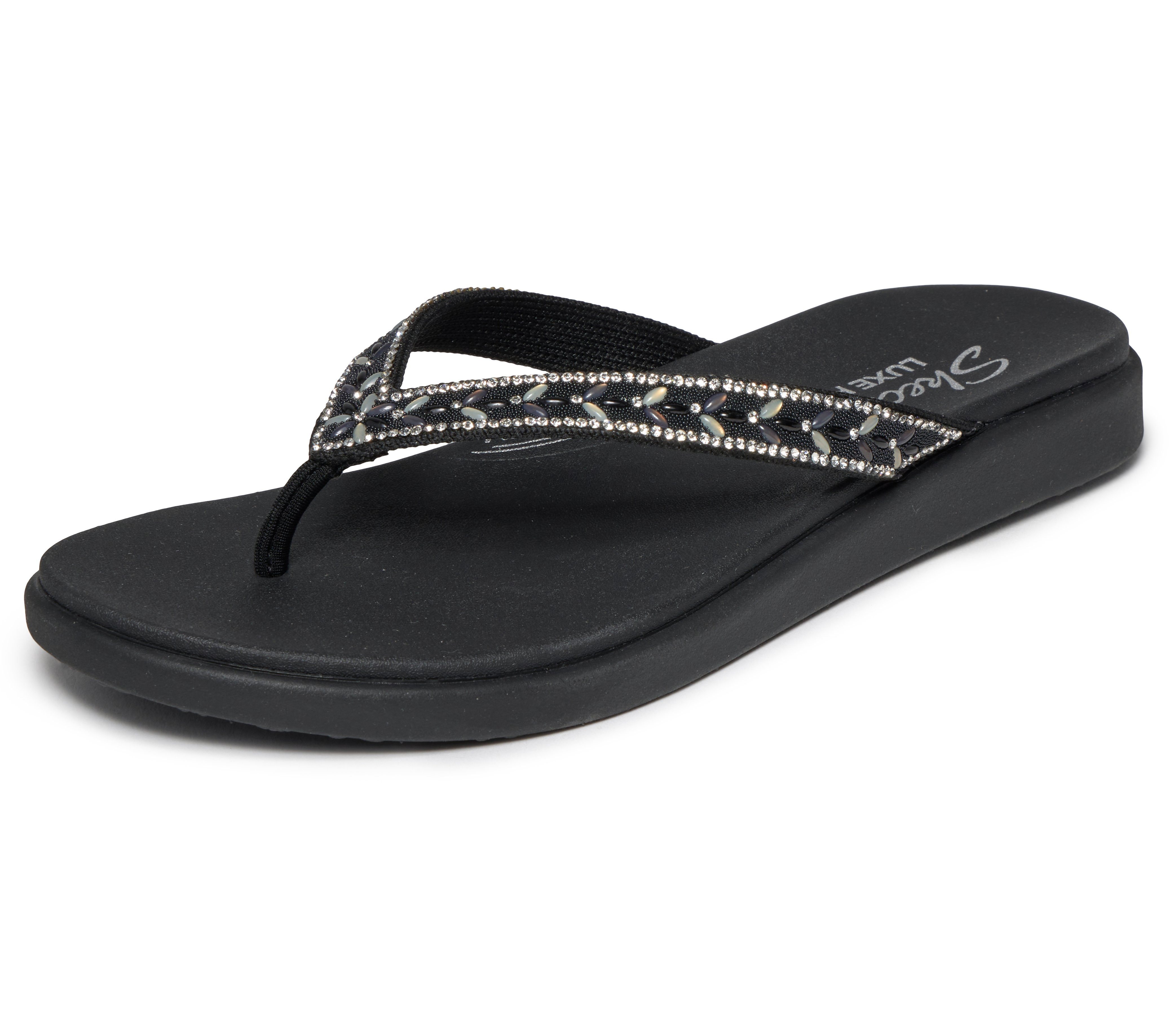 Skechers MEDITATION LUXE- Zehentrenner Strandschuh, Sommerschuh, Badeschuh mit Glitzersteinchen
