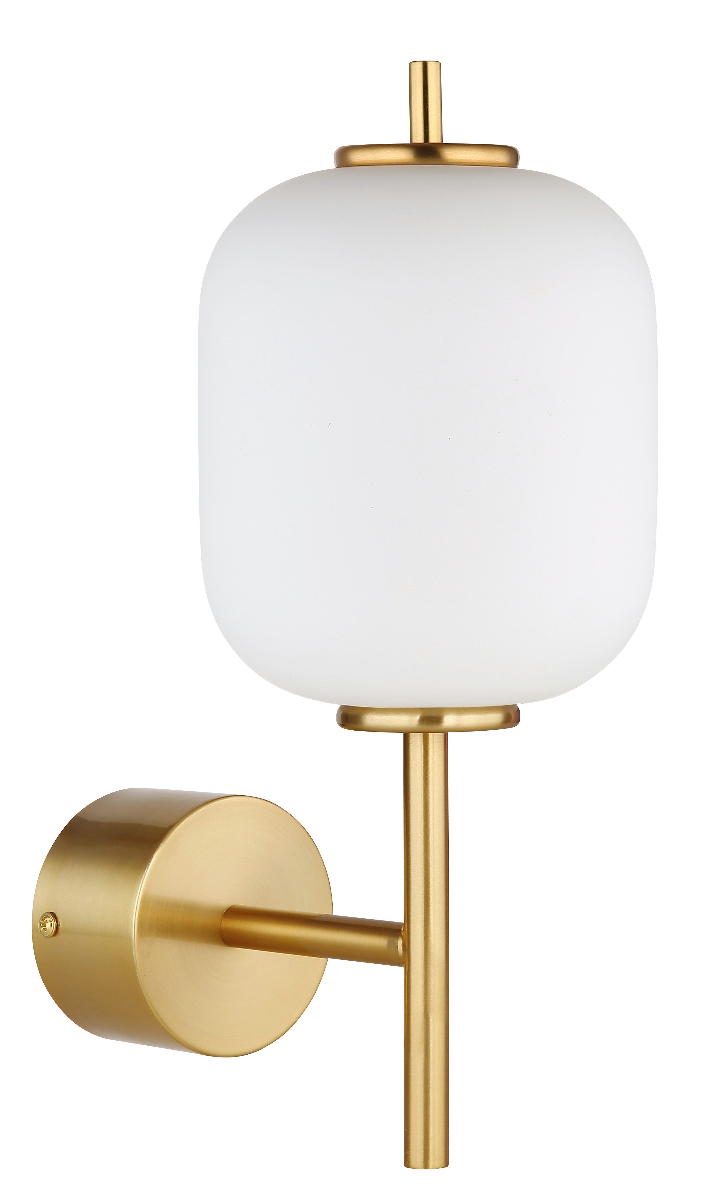 GLOBO LIGHTING LED Wandleuchte EWALD, LED fest integriert, Warmweiß, Wandleuchte/Glas opal/höhenverstellbar/messingfarben