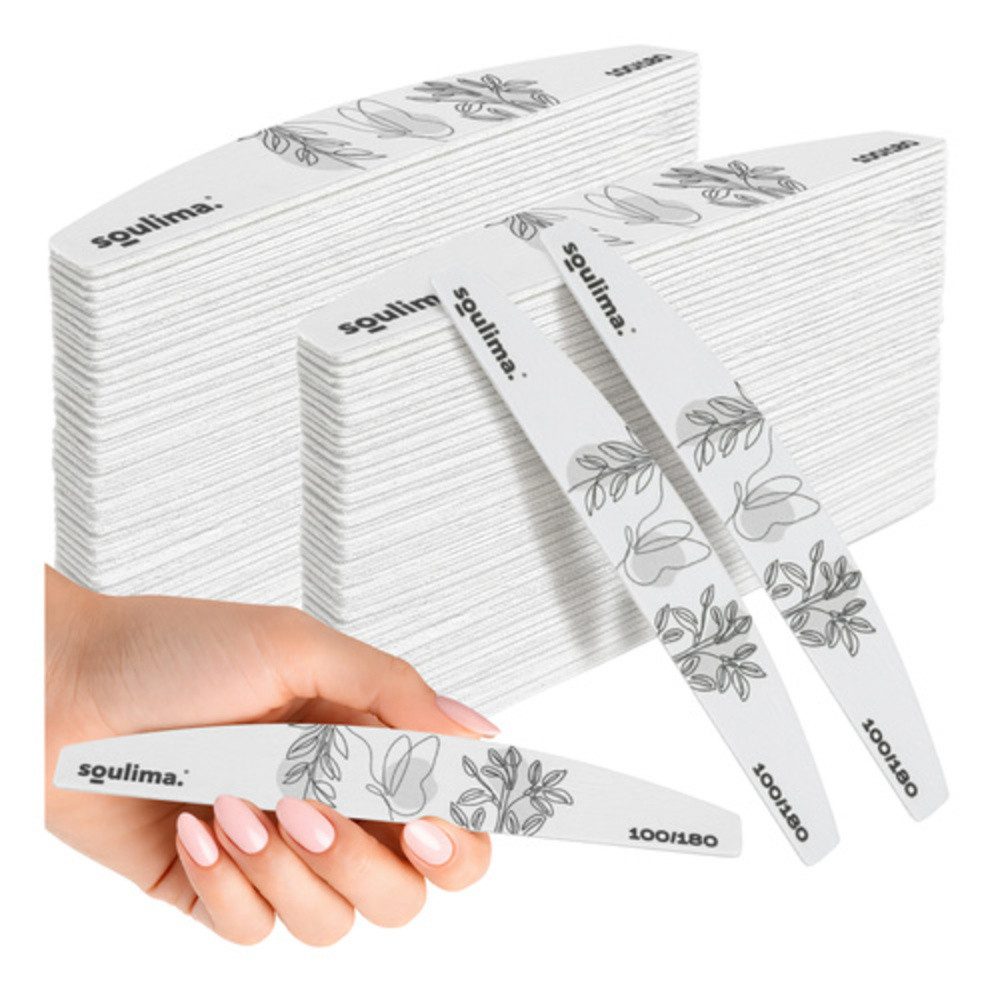 soulima Sandblatt-Nagelfeile Nagelfeilen Nagelpflege Bootsform, Spar-Set, 100-tlg., Verstärkte Konstruktion, Ideal für die professionelle Nagelpflege zu Hause