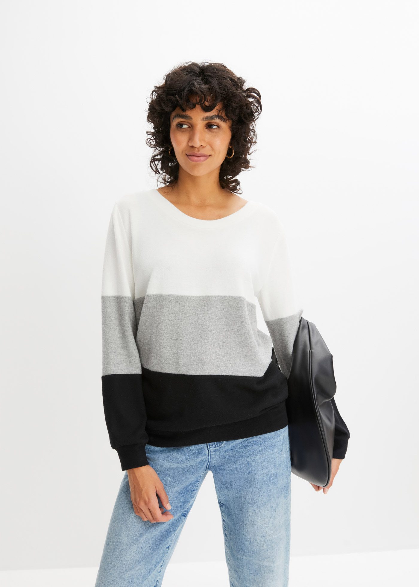 bonprix Langarmshirt lässig geschnittene Passform, mit Rundhalsausschnitt günstig online kaufen