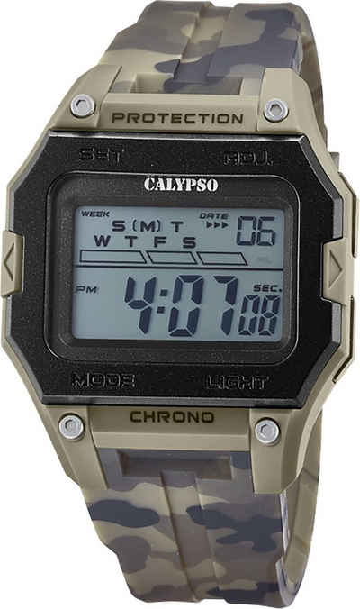 CALYPSO WATCHES Digitaluhr »UK5810/3 Calypso Herren Uhr Digital K5810/3«, (Digitaluhr), Herrenuhr eckig, groß (ca. 45mm), Kunststoffarmband, Outdoor-Style