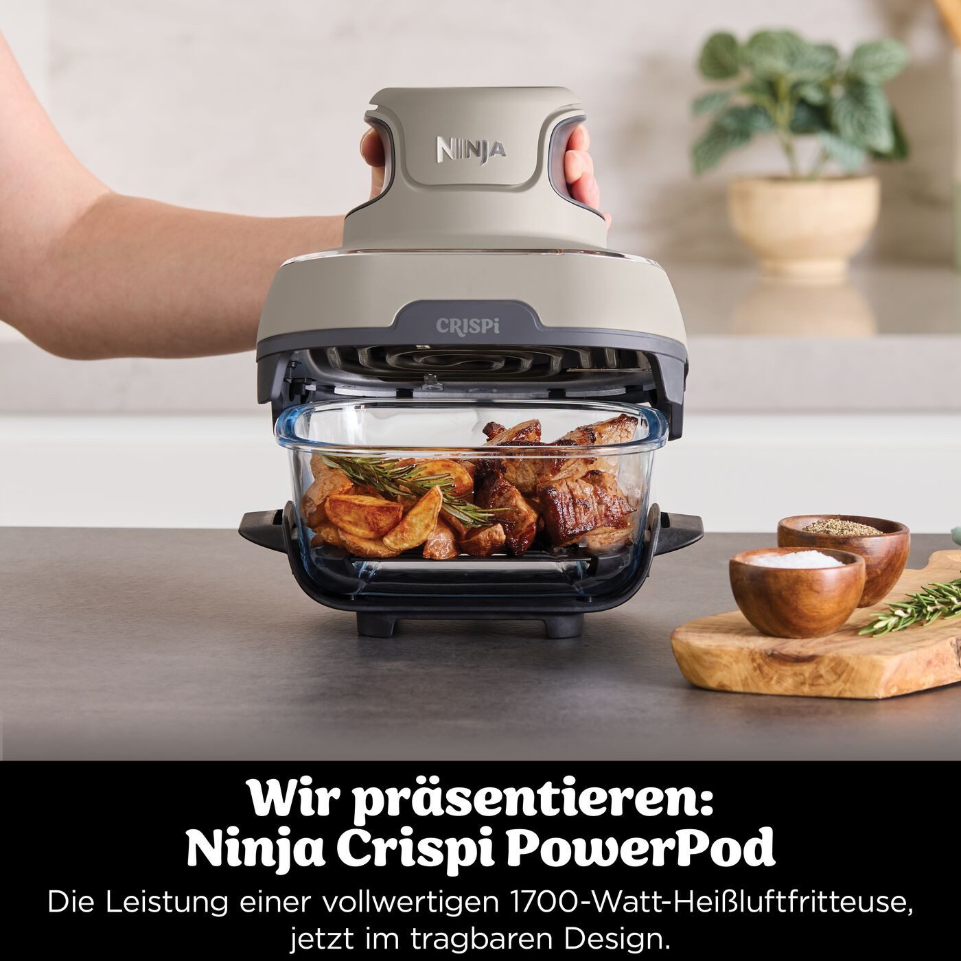 NINJA Heißluftfritteuse CRISPi 4-in-1 Cyber Space -FN101EUST, 1700 W, tragbar