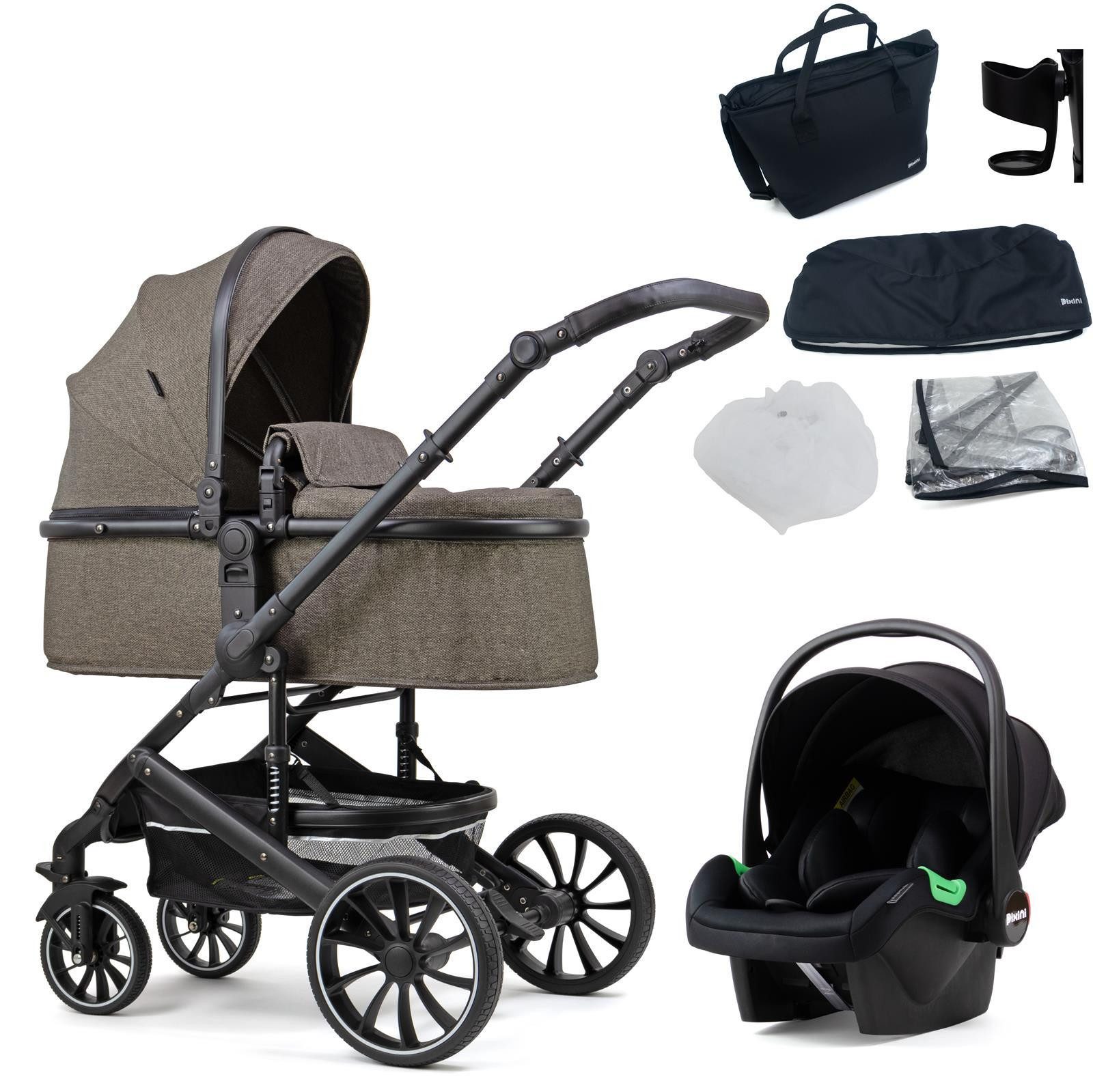 Pixini Kombi-Kinderwagen Pixini Kalani Kinderwagen 3in1 Set, Sicherheitsbügel