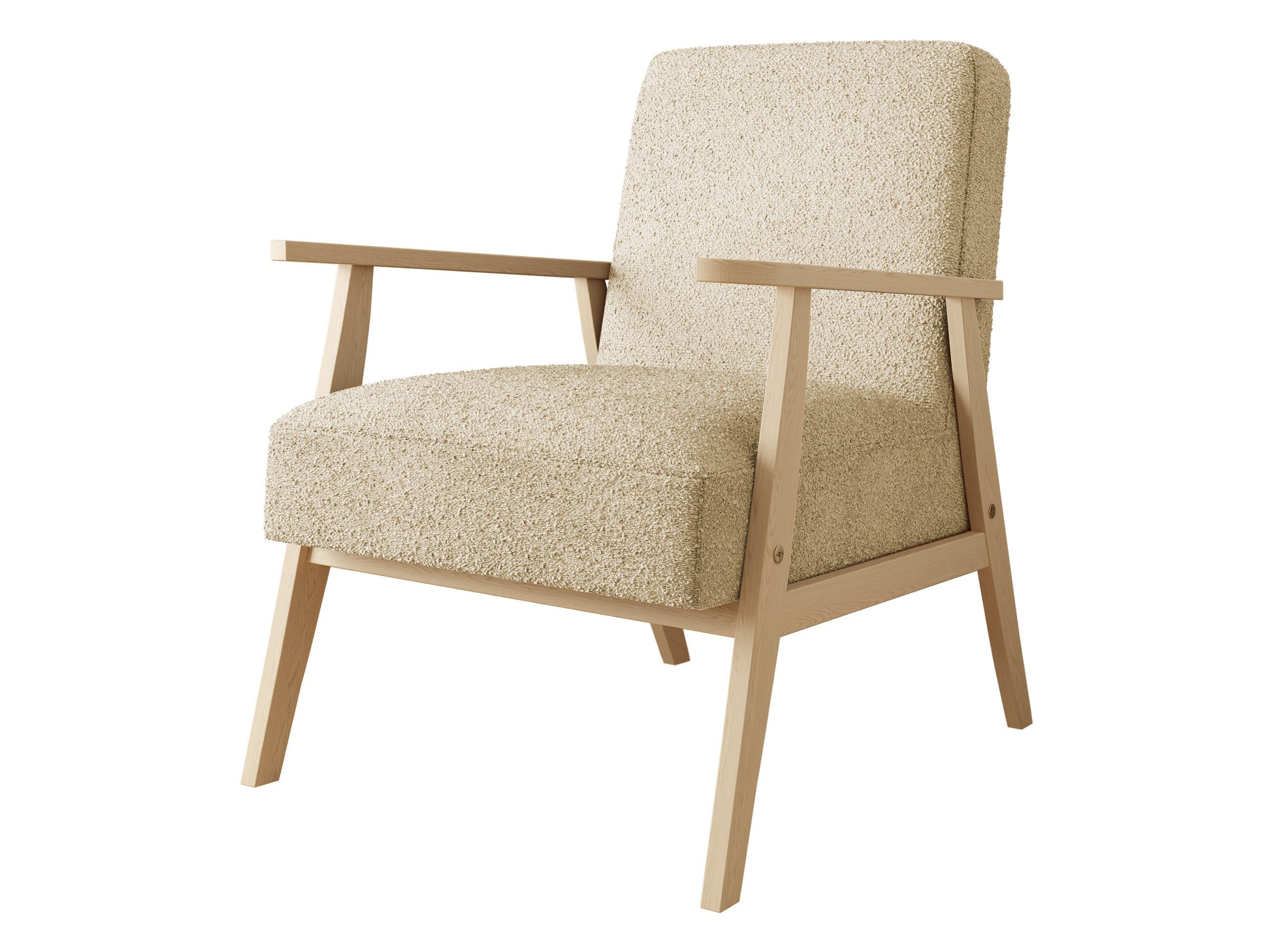 MIRJAN24 Sessel Retro Boucle (mit Wellenfeder), Holzkonstruktion, Freistehender, Armlehnen