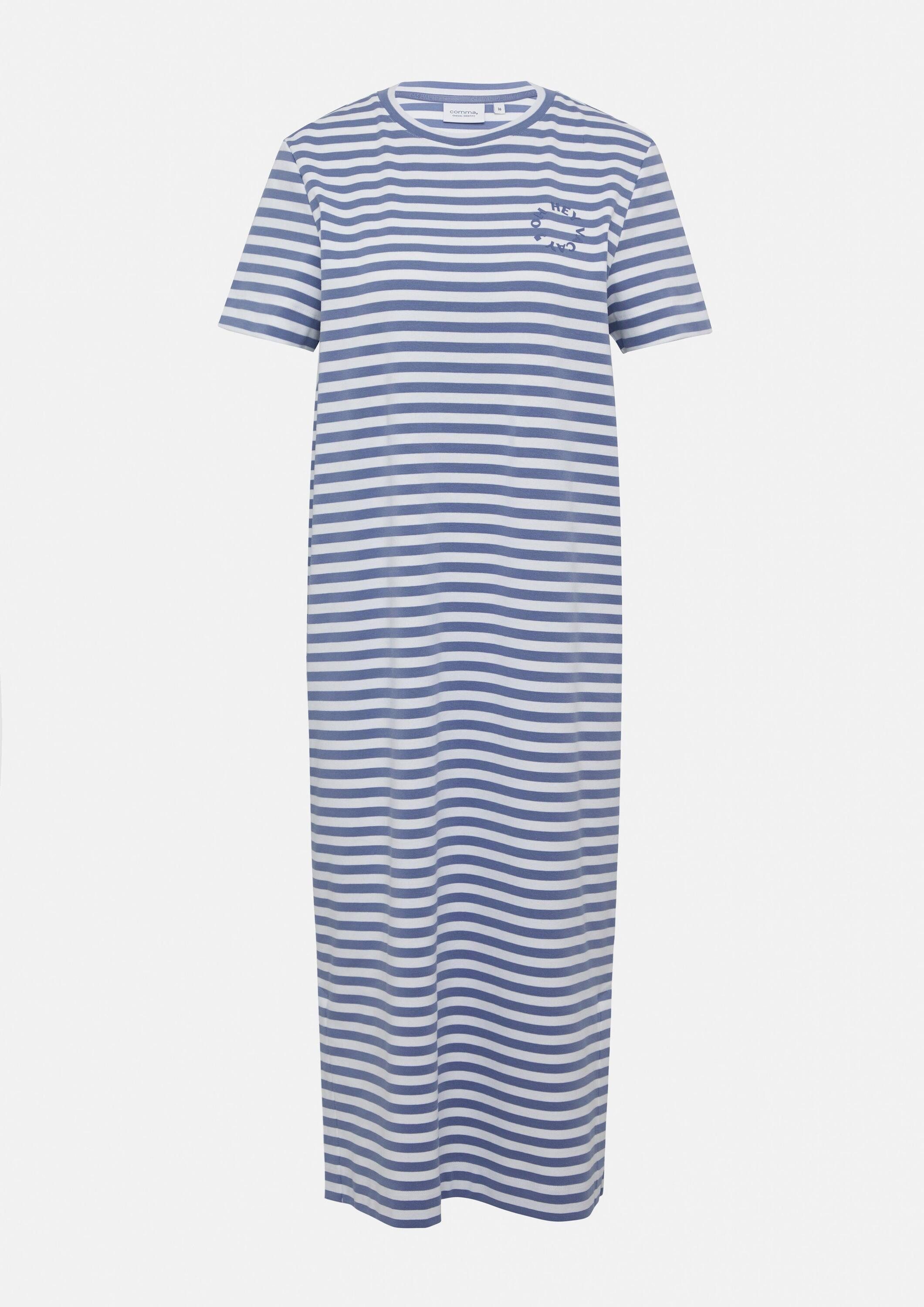 comma Midikleid Kleid Gestreiftes T-Shirt-Kleid in Midilänge