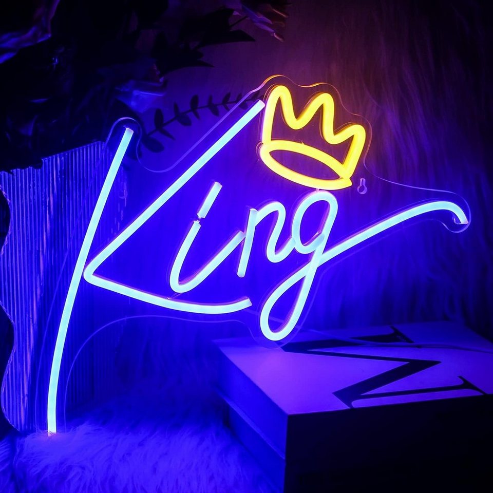 Rosnek LED Nachtlicht King/Queen, mit Ein/Aus-Schalter, Neonschild für  Kinder Spielzimmer