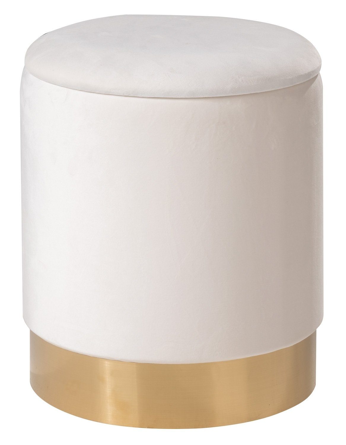 Home4You Sitzhocker mit Deckel, Ø 36 cm, Beige, Goldgelb, Samtbezug, mit abnehmbarem Deckel