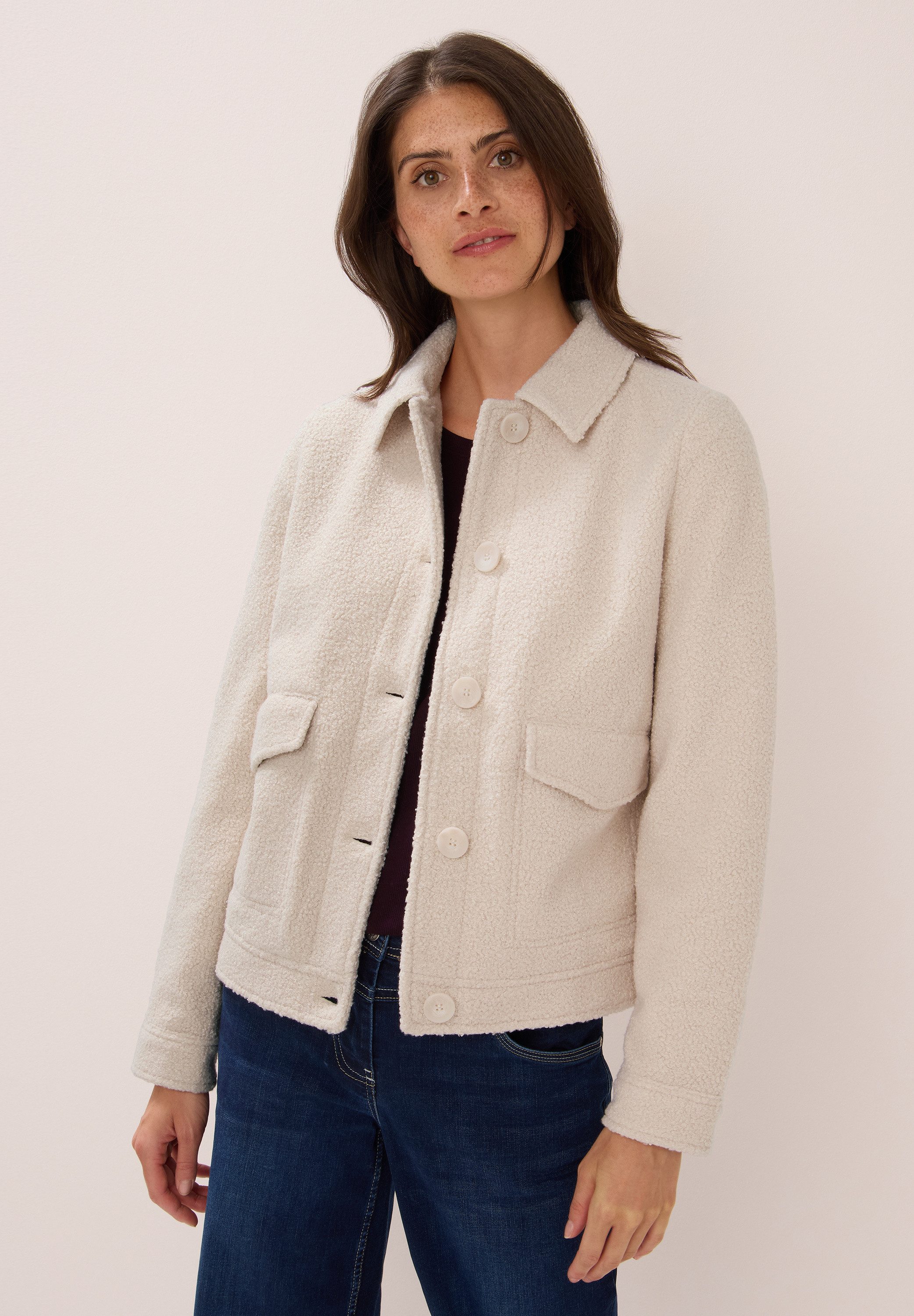 CECIL Fellimitatjacke mit Knopfleiste