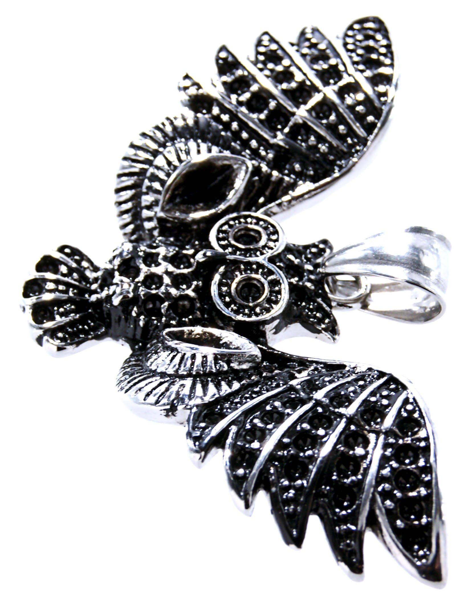 Eulen aus Uhu Leather Anhänger Nachtvogel Owl Kettenanhänger of Edelstahl 3D Eule Kiss