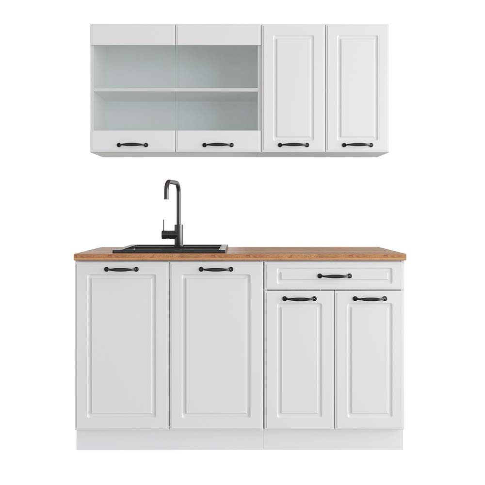 Vicco Küchenzeile R-Line, Weiß Landhaus/Weiß, 140 günstig online kaufen