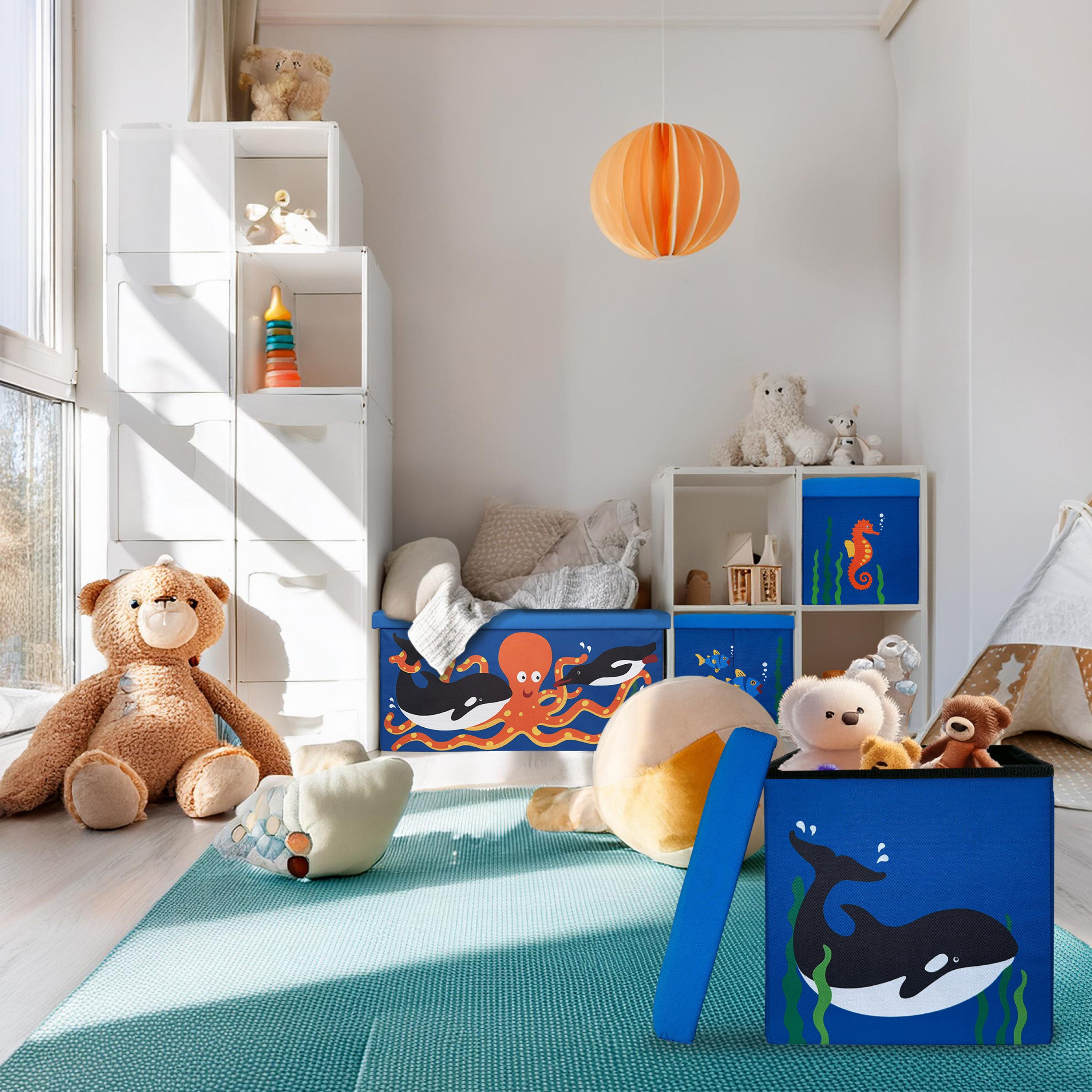 WIESEN.design Spielzeugtruhe 54L, Spielzeugkiste mit Deckel, Kindersitzbank mit Stauraum (Spielzeugbox mit Deckel, Sitzbank Kinder, Spielzeugkiste Kinderzimmer, – Bild 2 von 5