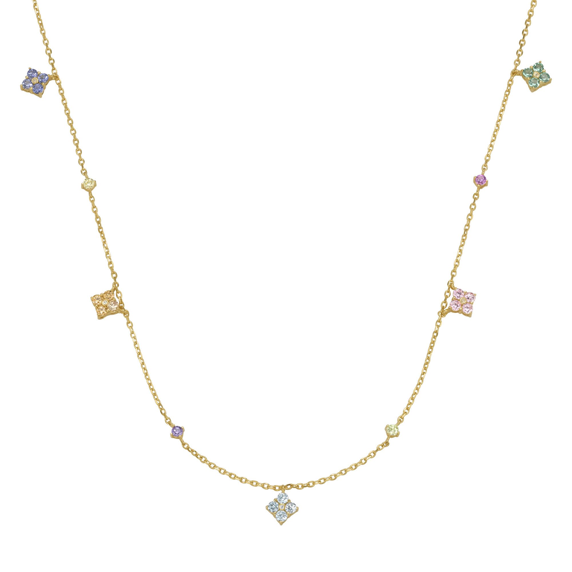 GIORGIO MARTELLO MILANO Collier mit Behang, farbige Zirkonia, vergoldet, Silber 925