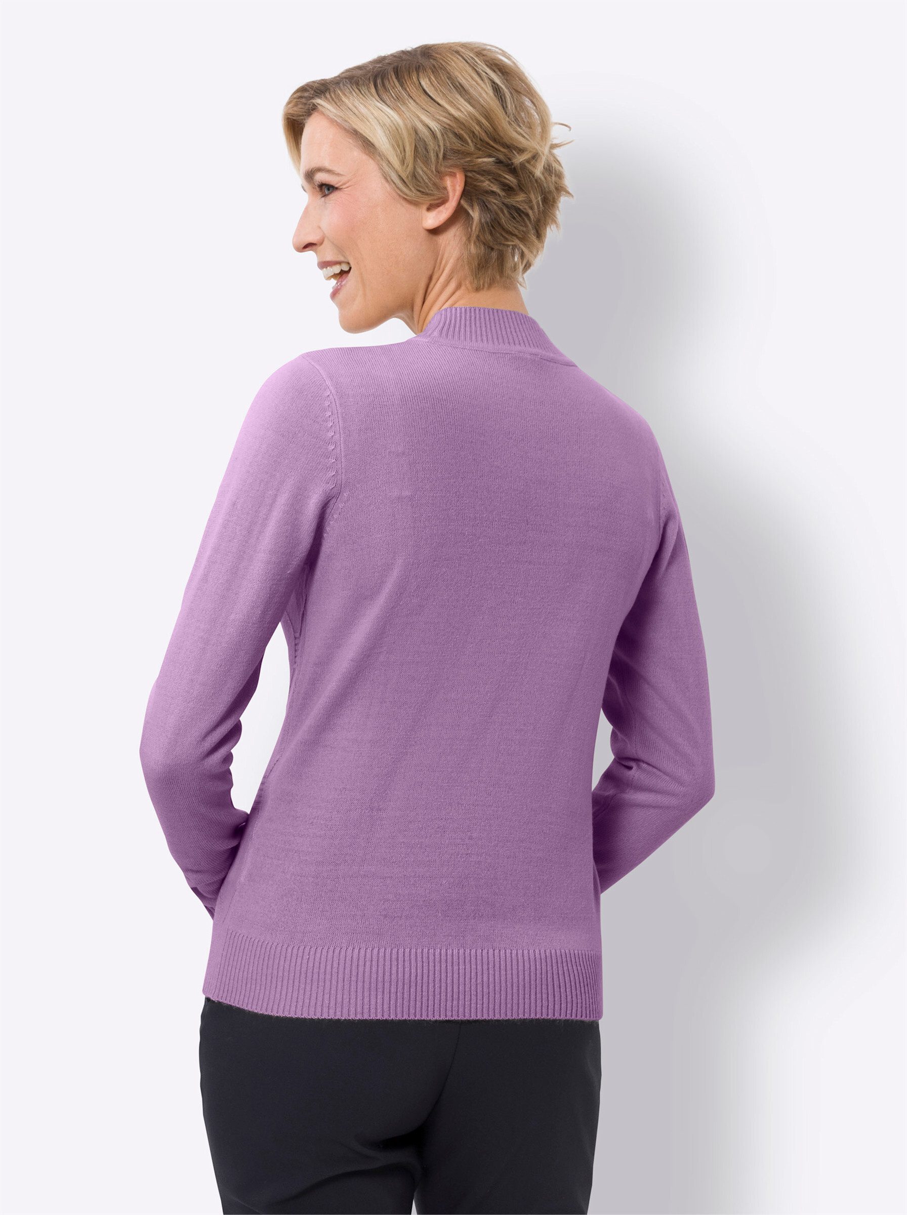 Sieh an! Strickpullover Stehkragen-Pullover Langarm Feinstrick günstig online kaufen