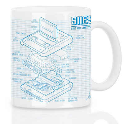 style3 Tasse, Keramik, SNES Gamepad Kaffeebecher Tasse 16Bit videospiel super nintendo blaupause mario zelda controller retro gamer