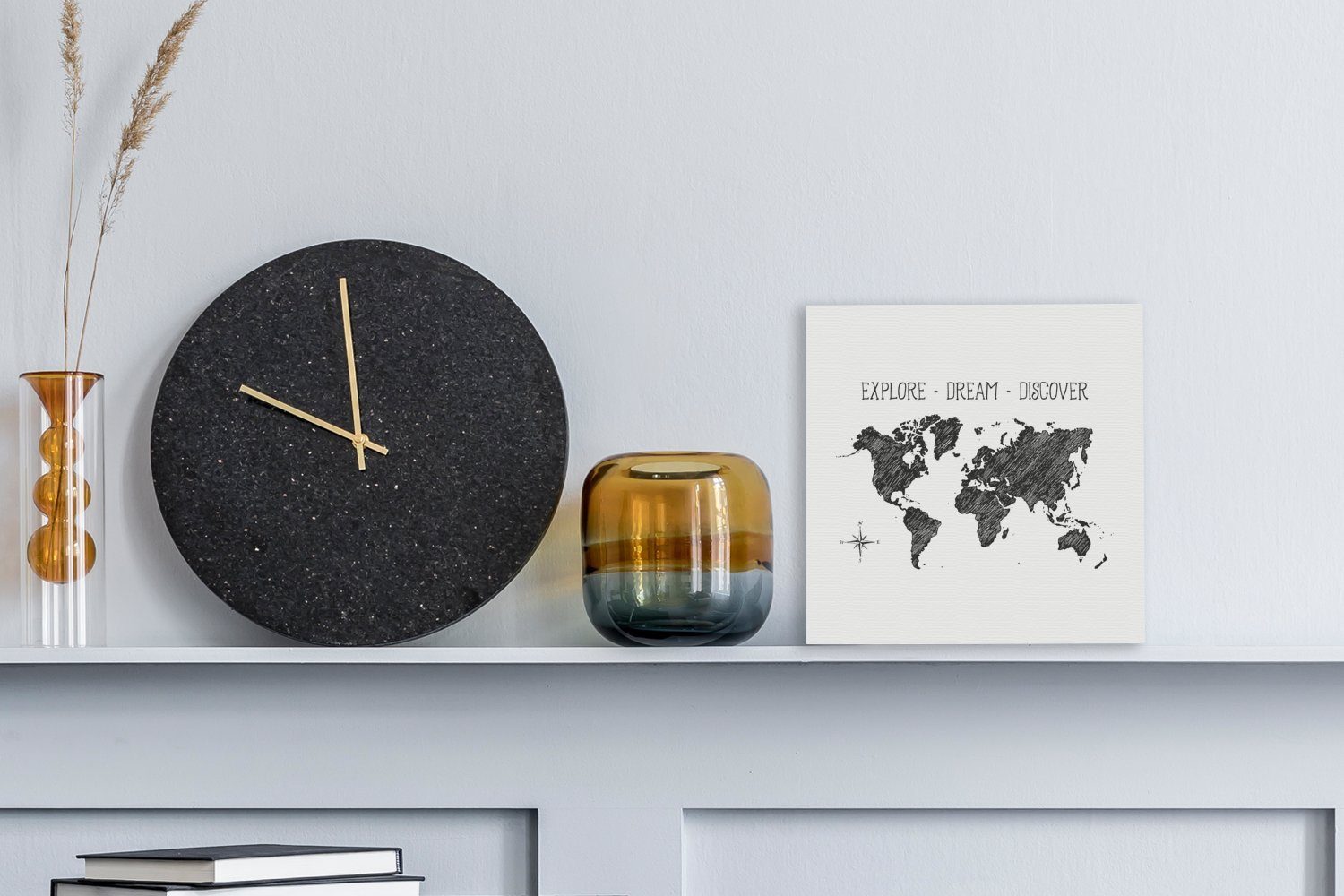OneMillionCanvasses® Leinwandbild Weltkarte - Kompass - günstig online kaufen