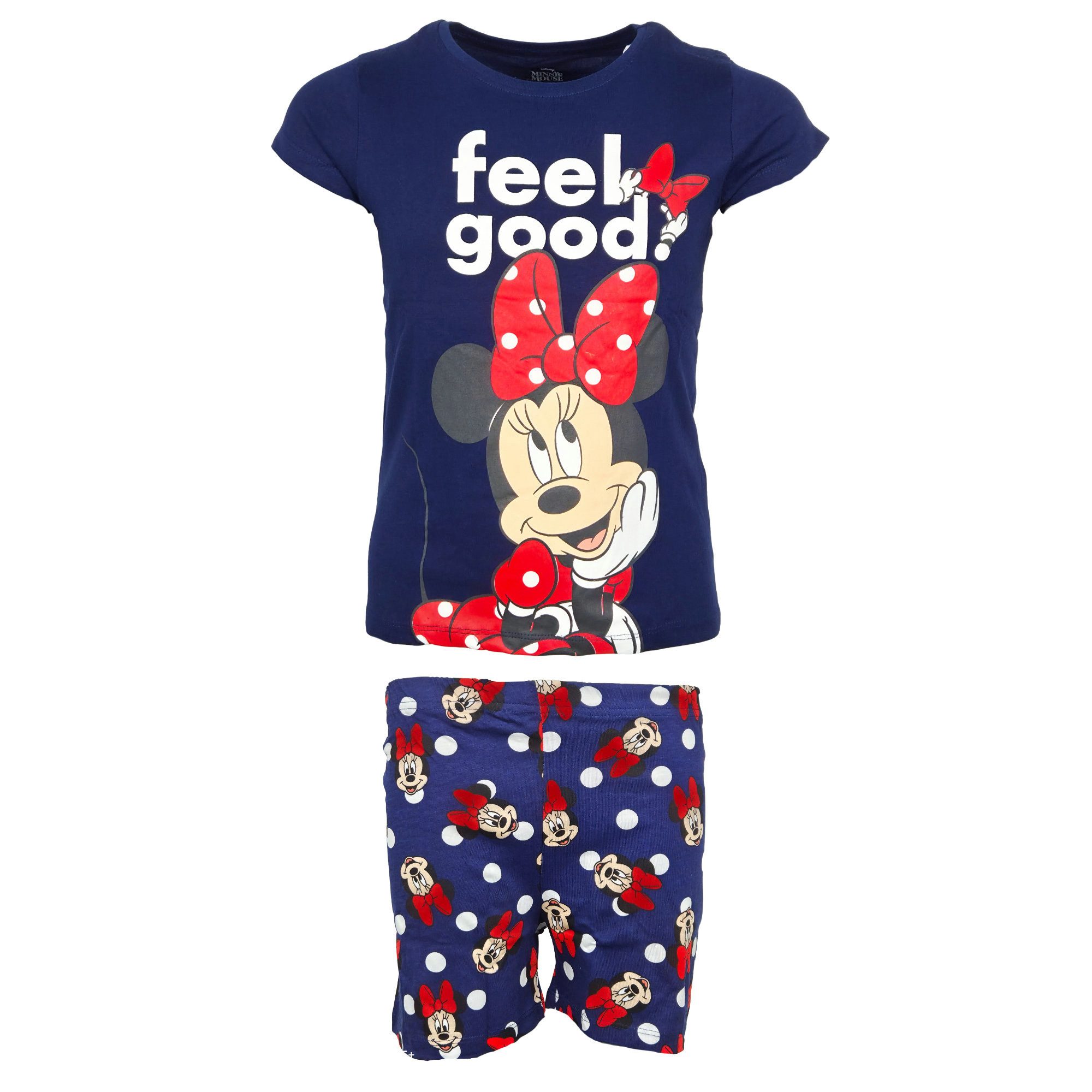 Schlafanzug Disney Minnie Maus Kinder kurzarm Pyjama Shirt Shorts