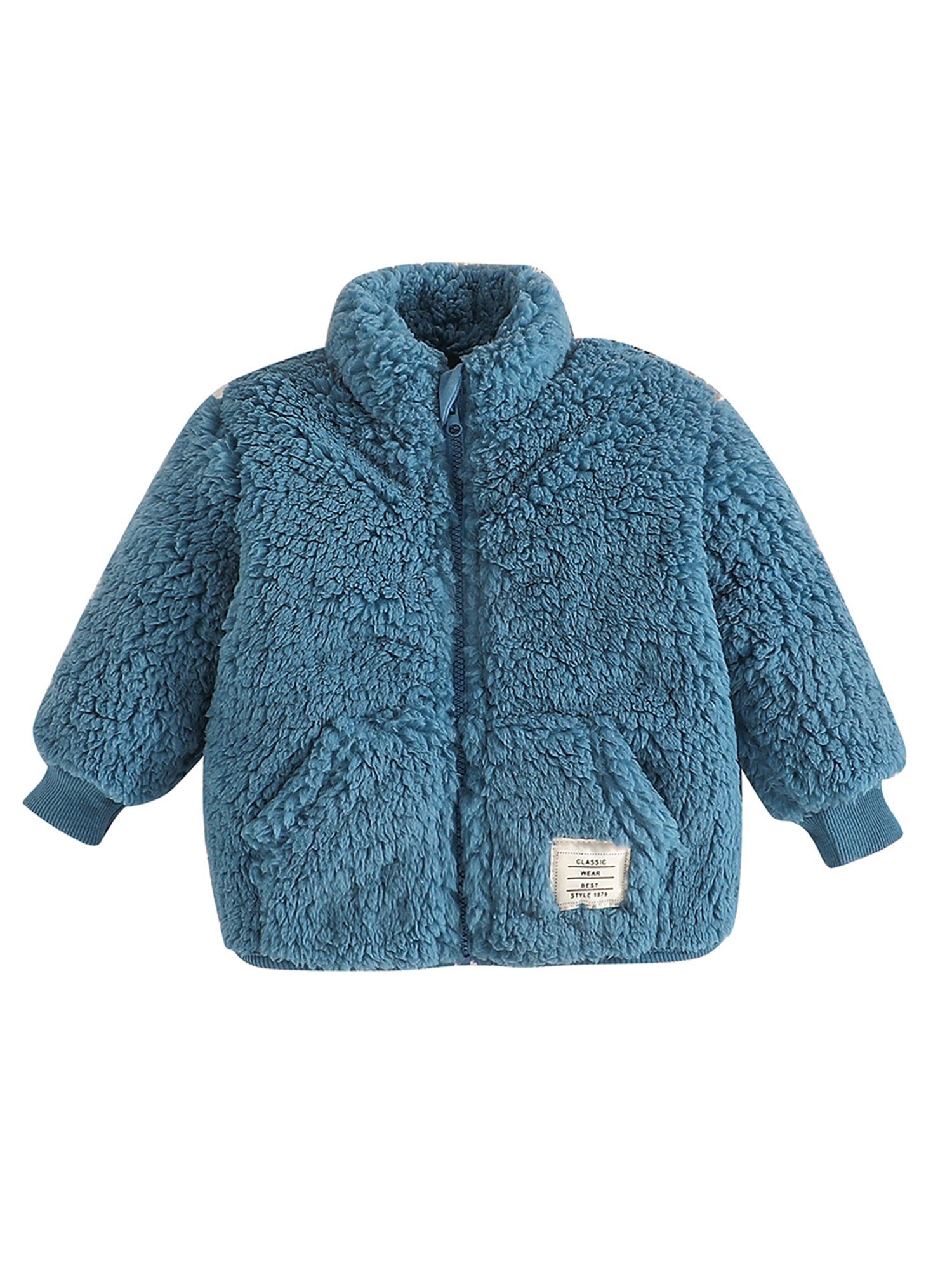 Lapastyle Kurzmantel Warmer Mantel Jacke für Jungen und Mädchen mit Reißverschluss (1-tlg) Blau