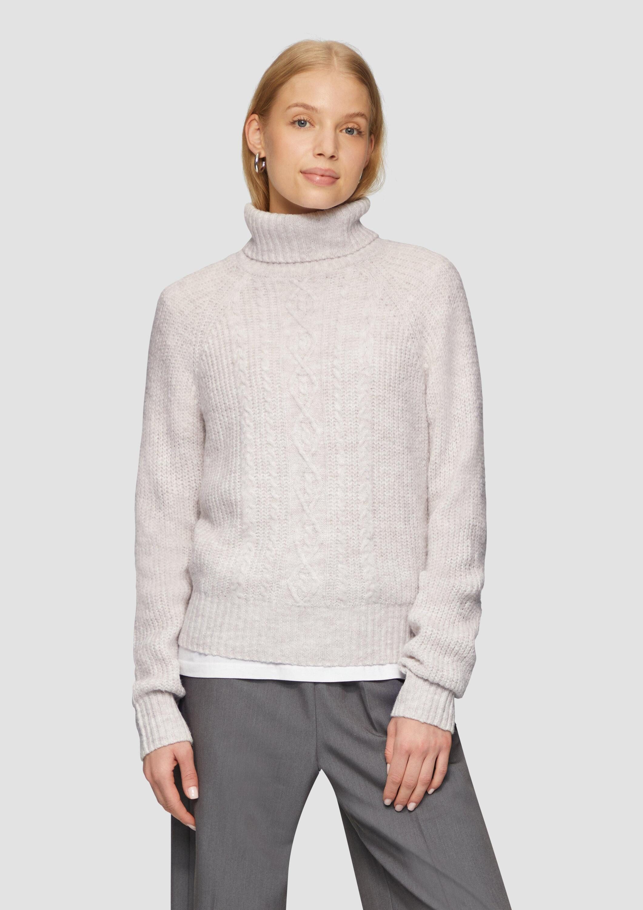 QS Longpullover Strickpullover Kuscheliger Zopfstrickpullover (1-tlg) günstig online kaufen