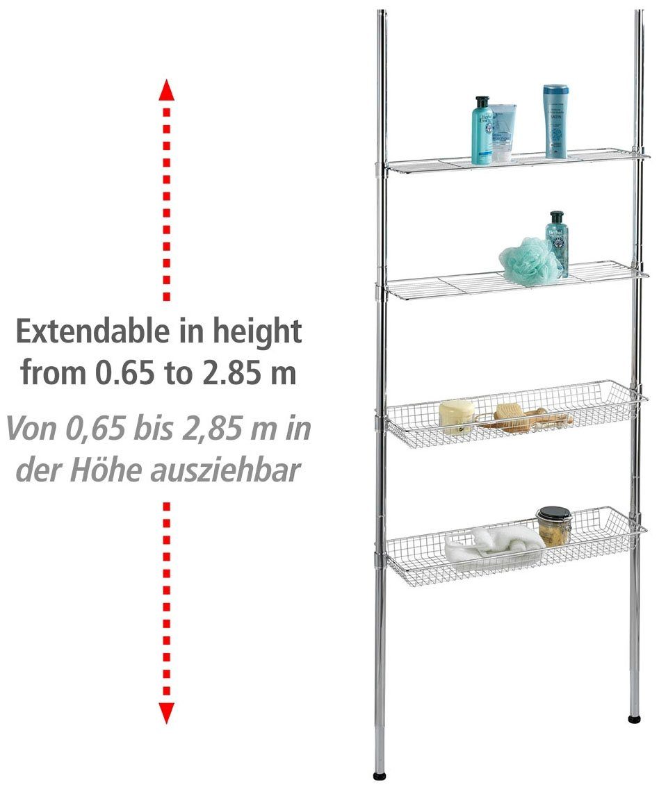 WENKO Badregal Ellera Teleskopregal, 2 Ablagen, 2 Körbe – Bild 4 von 5