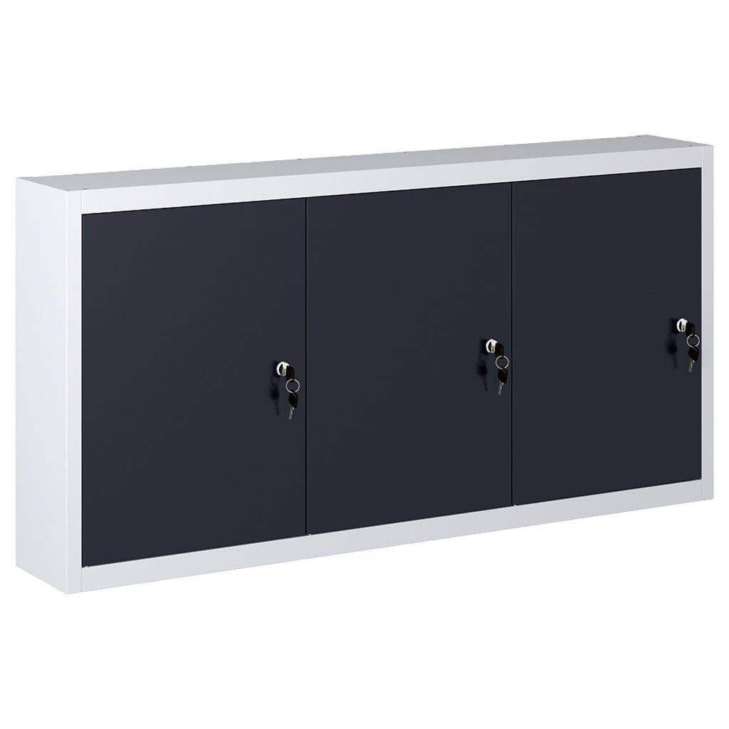 vidaXL Werkzeugschrank aus Metall in Grau und Schwarz mit 3 Türen (LxBxH: 19x120x60 cm)