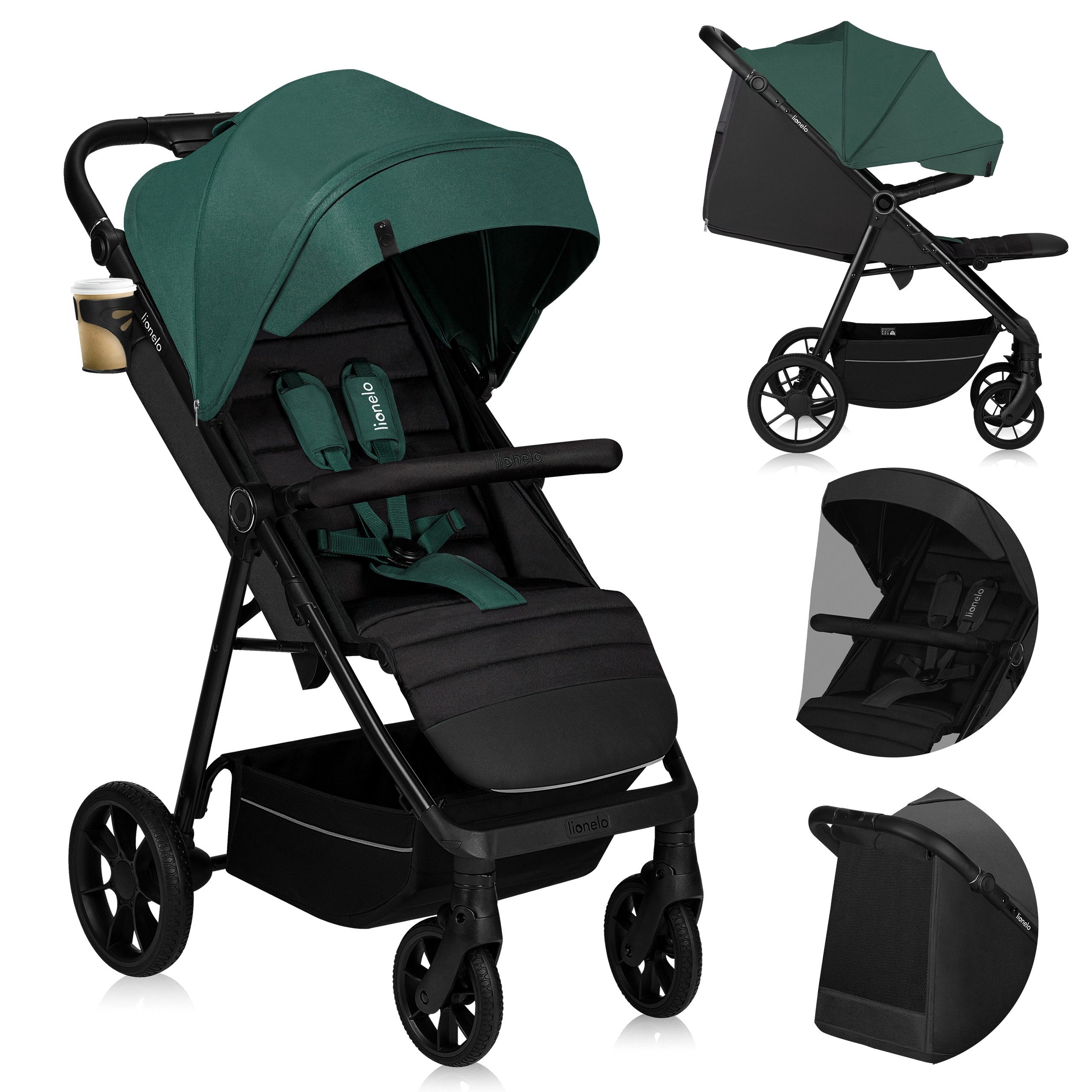 lionelo Kinder-Buggy MIRRA, (Set), PU-Allterrainräder/UPF50+/92cmLiegefläche/verstellbarerGriff