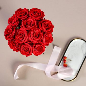 Kunstblume 12 Stück Rot Künstliche Rosen, Künstliche Flanellblumen, Künstliche, Lubgitsr