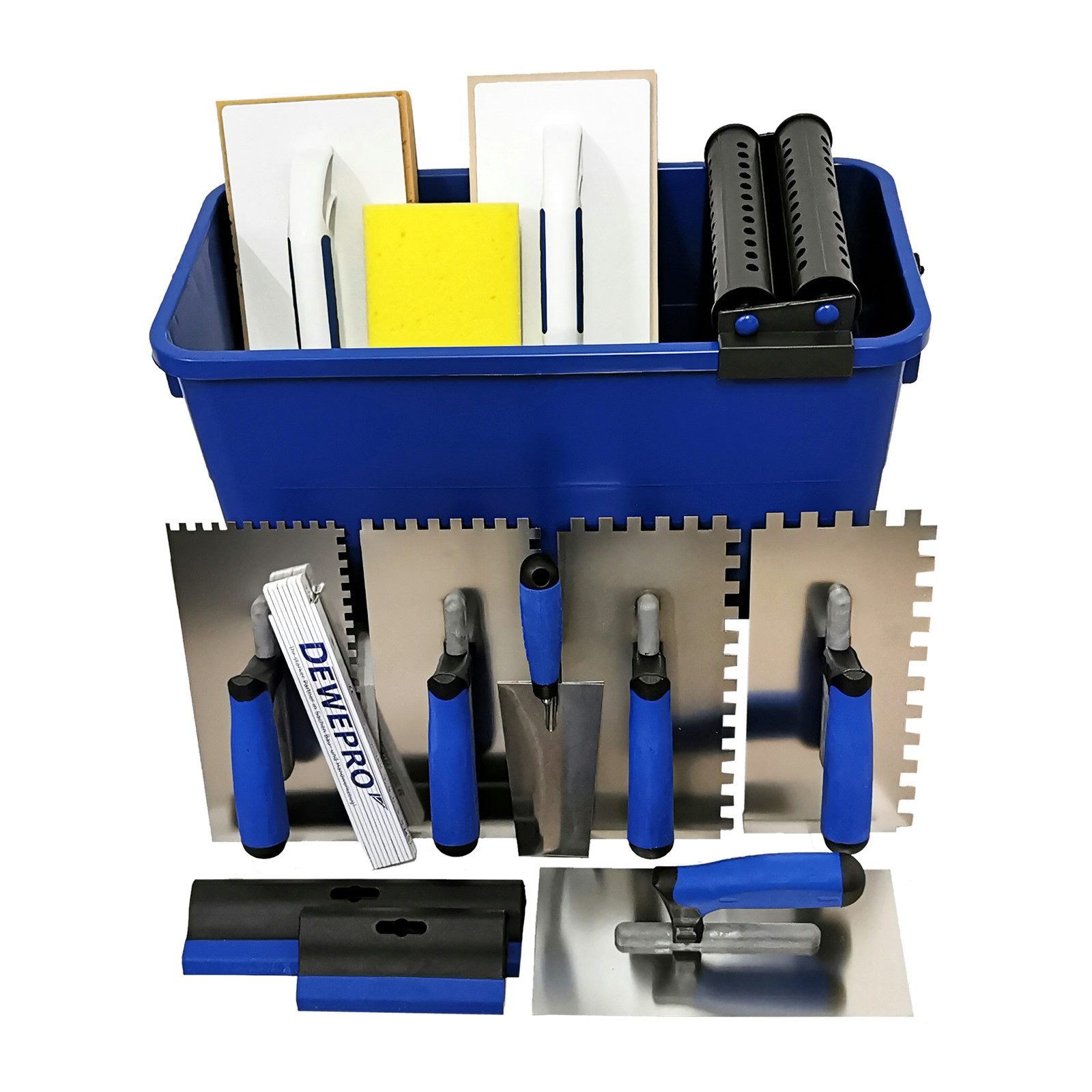DEWEPRO Fliesenrollenwasch-Set DEWEPRO Profi Fliesenleger Waschset 16-teilig 22l Box Werkzeug Zubehö, (16-tlg., DEWEPRO Profi Fliesenleger Waschset 16-teilig 22l Box Werkzeug Zubehör)