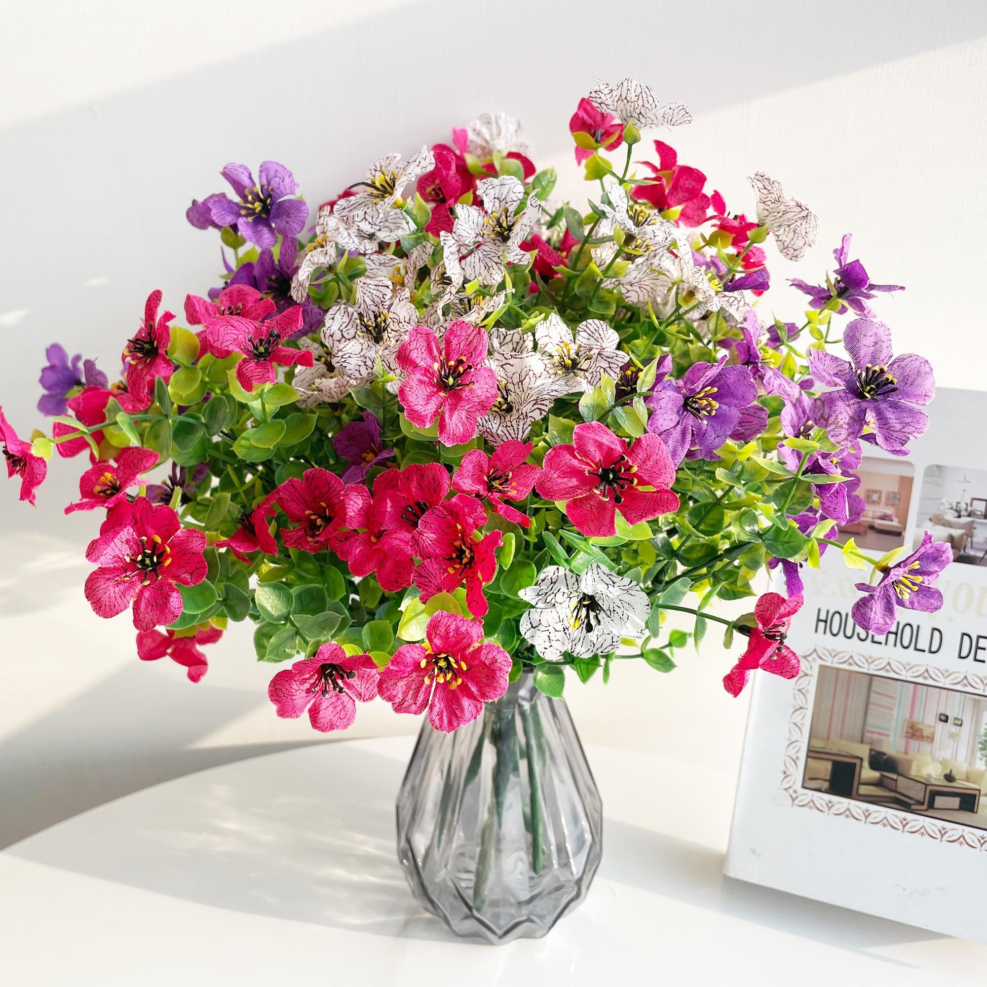 Kunstblume 6 Bündel Kunstblumen Frühling Künstlicher Blumenstrauß, FOUORTUNATE-BEE, Künstliche Blumen für Innen Außen Balkonkasten Außenbereich