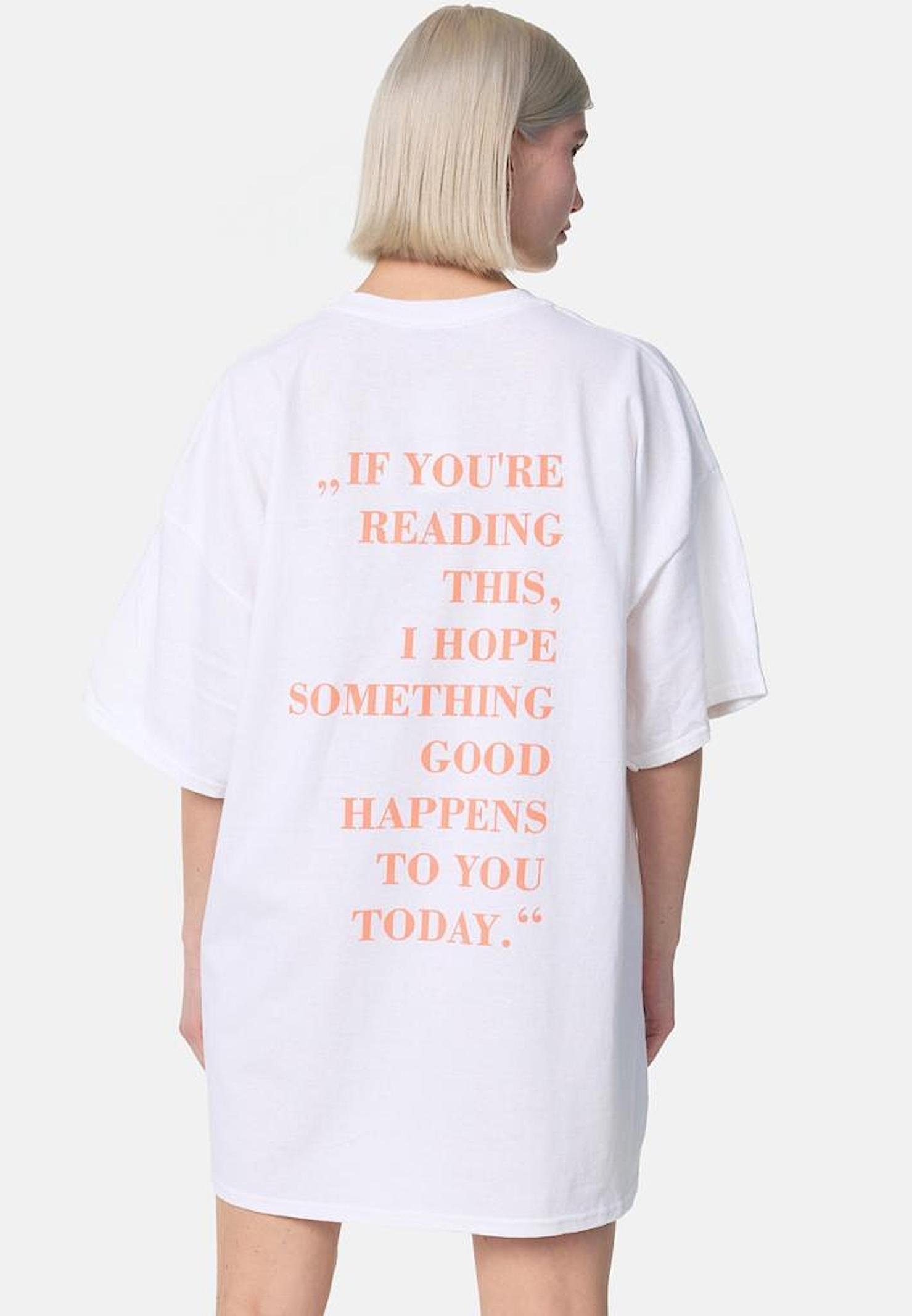 Worldclassca Print-Shirt Worldclassca Oversized Print T-Shirt lang Tee Sommer Oberteil Weiß