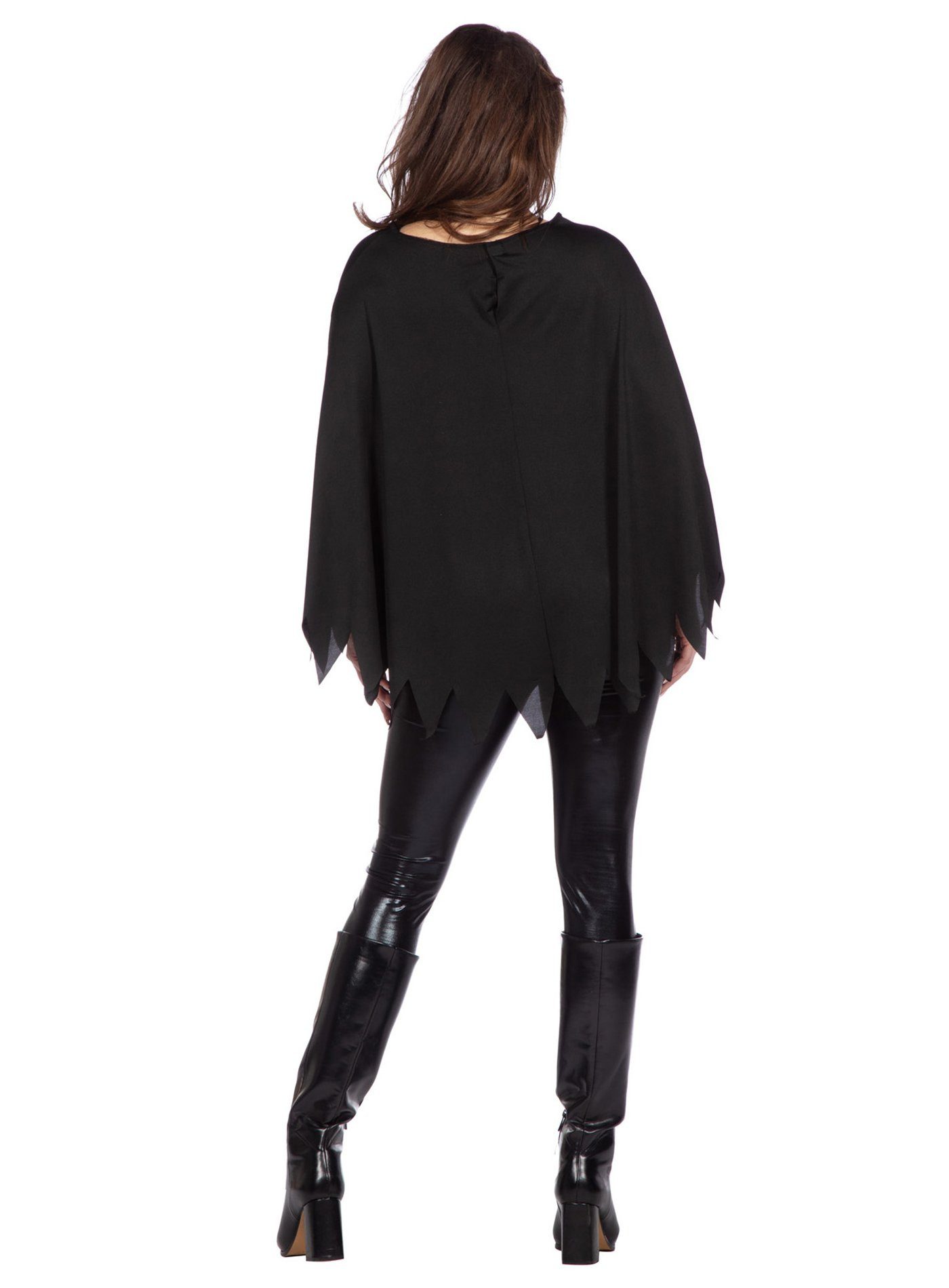 Metamorph Kostüm Poncho mit Glitzerskelett, Halloween-Umhang mit Glitzerbesatz