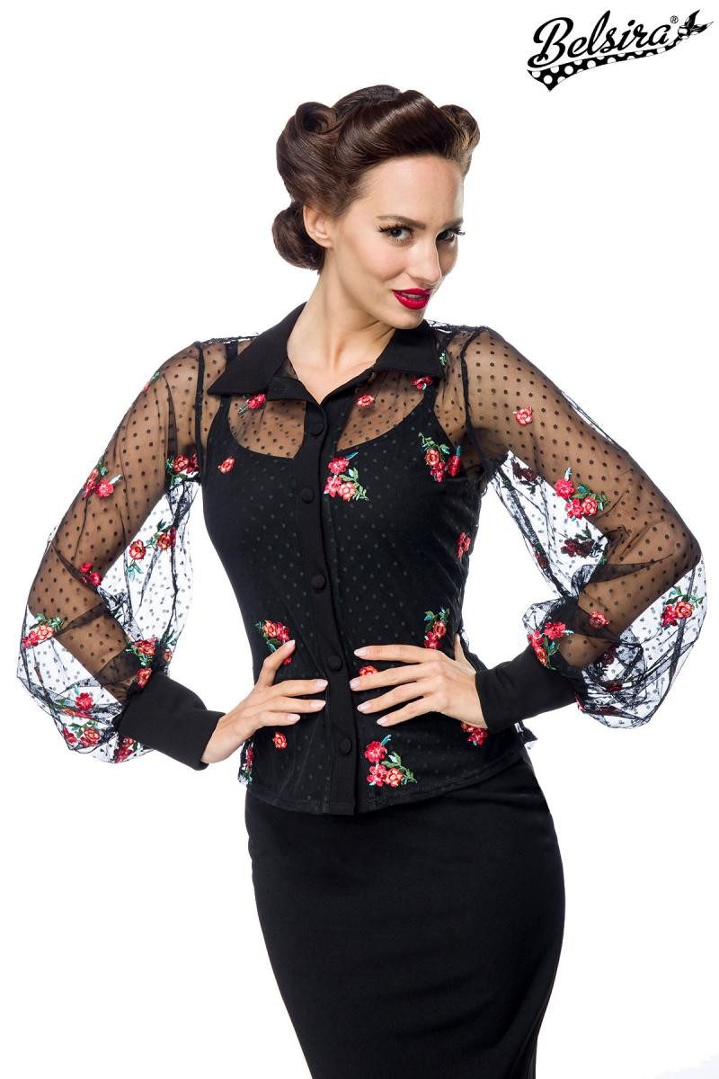 Hemdbluse Belsira - Netz-Bluse - (L,XXS,M,S,XL,2XL)