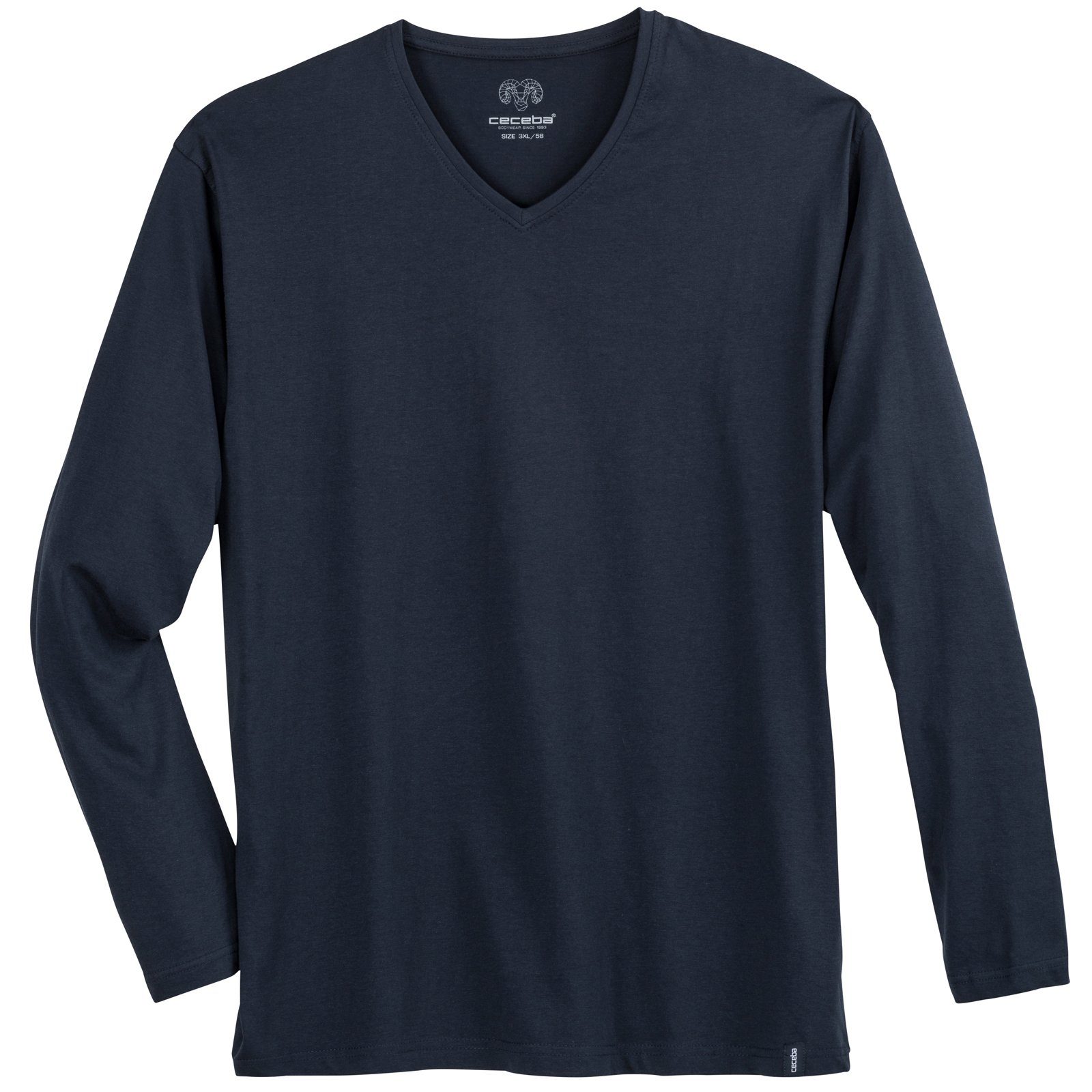 CECEBA V-Shirt Große Größen Herren V-Neck Longsleeve navy Ceceba