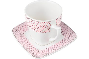 Seranova Kaffeeservice Mozaik, Kaffeetassen-Set, große Kaffeetassen, 12 Teilig (12-tlg), Porzellan