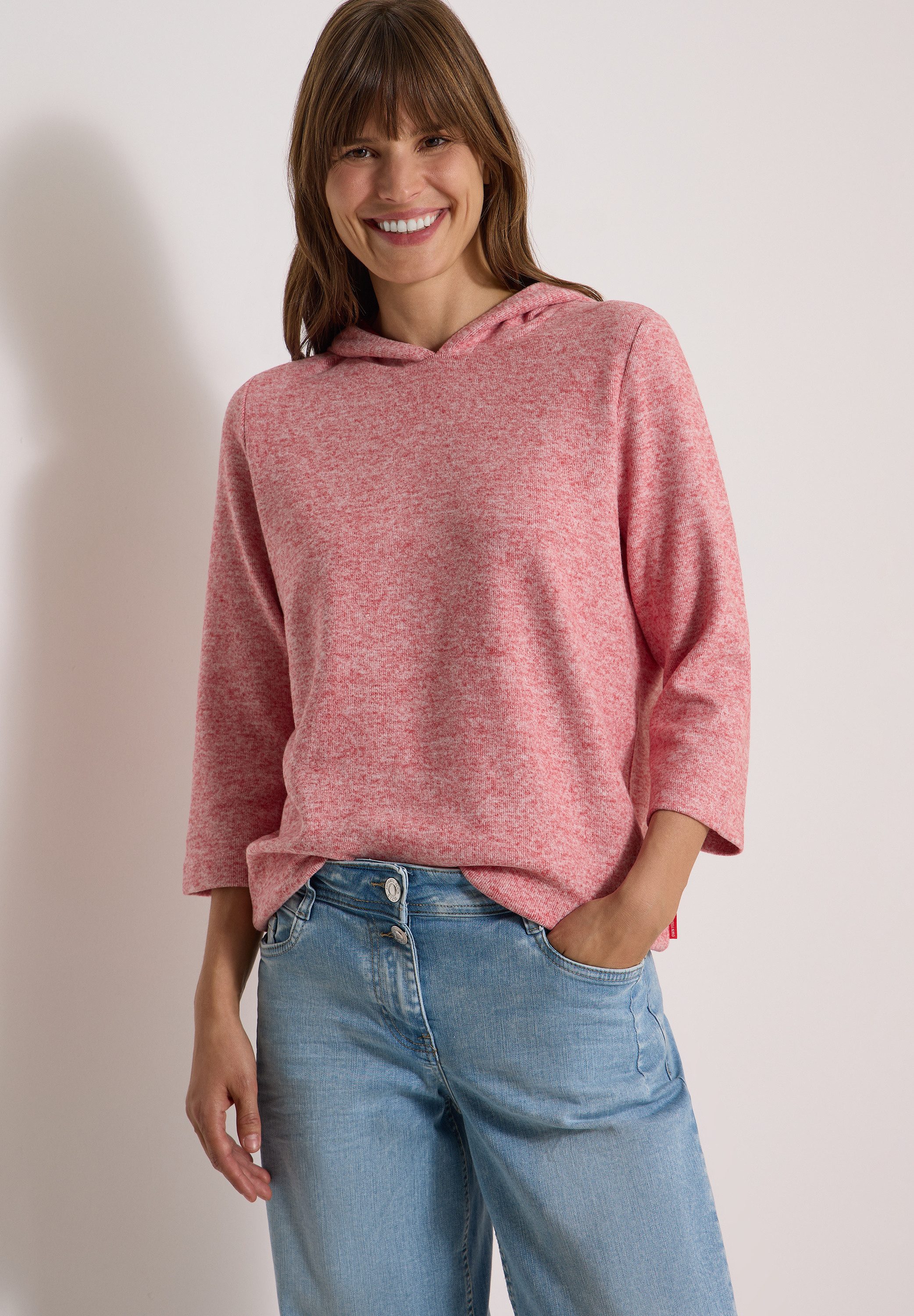 CECIL Kapuzensweatshirt 3/4-Arm-Shirt im Melange-Look