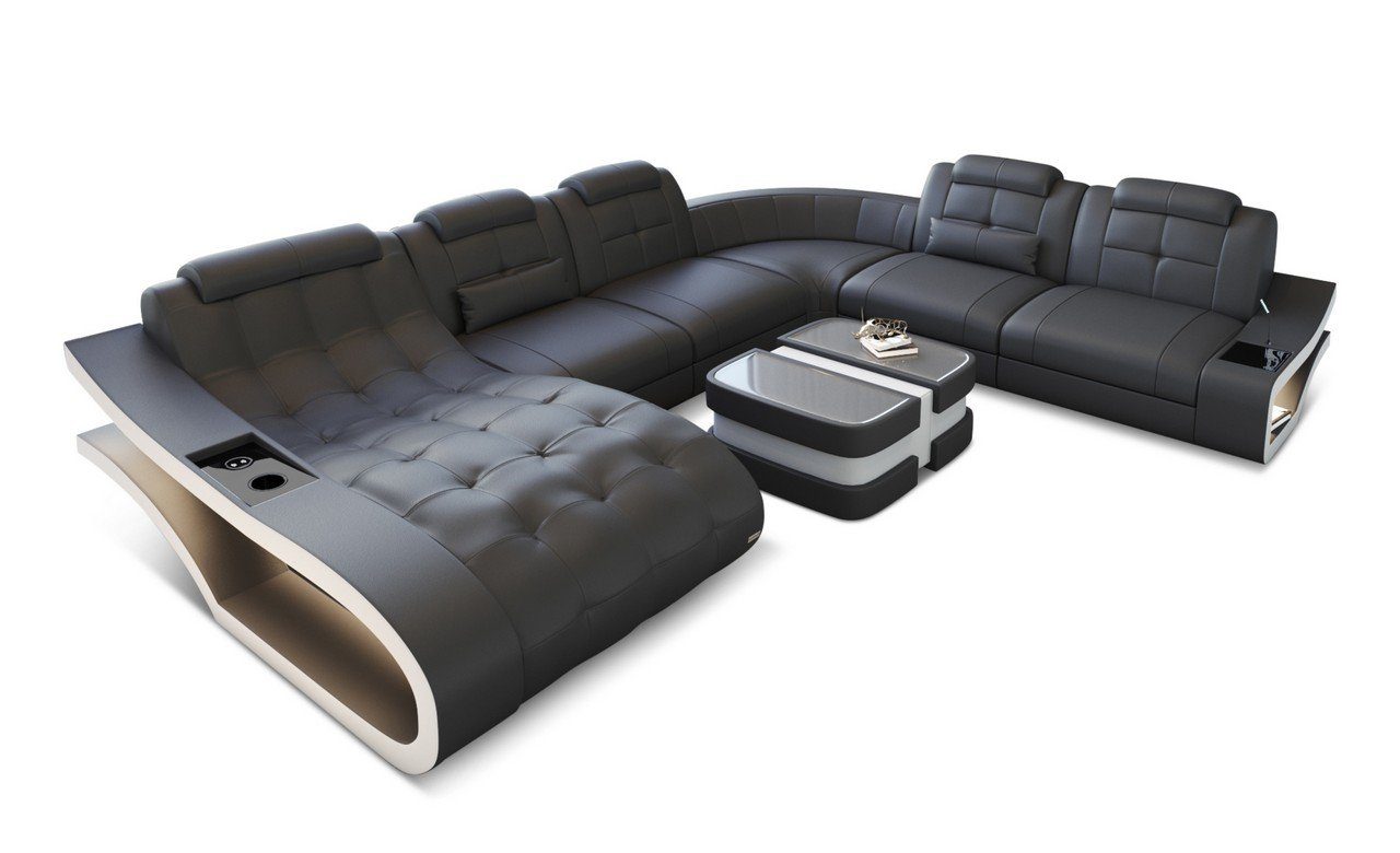 Sofa Elegante XXL Sofa Ledersofa mit wahlweise Wohnlandschaft Dreams Leder Form Bettfunktion Couch,