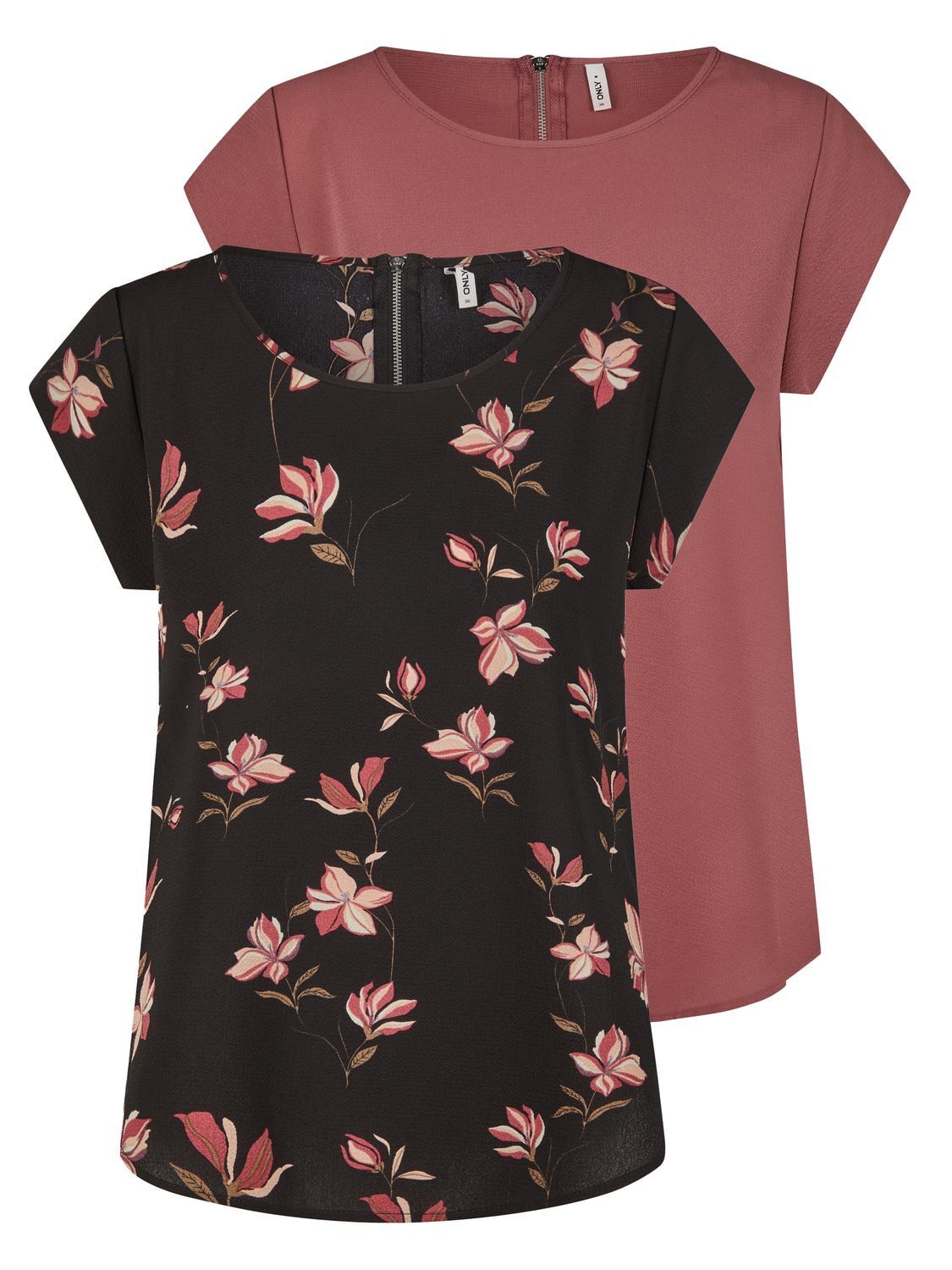 ONLY T-Shirt Damen Top ONLVIC Regular Fit (Vorteilspack, 2-tlg) Basic Kurza günstig online kaufen