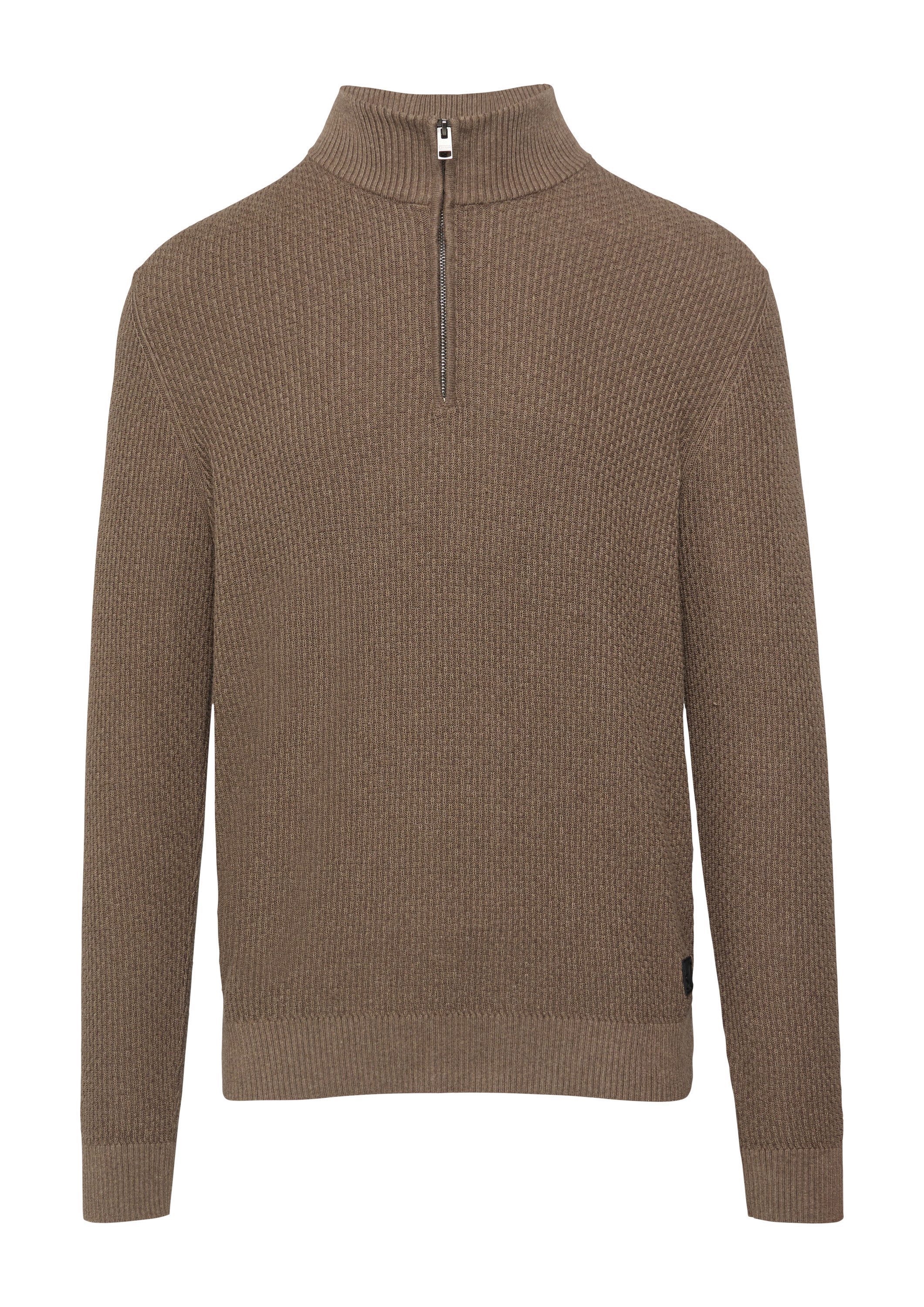 s.Oliver Longpullover Strickpullover Strukturierter Strickpullover mit Troyerkragen
