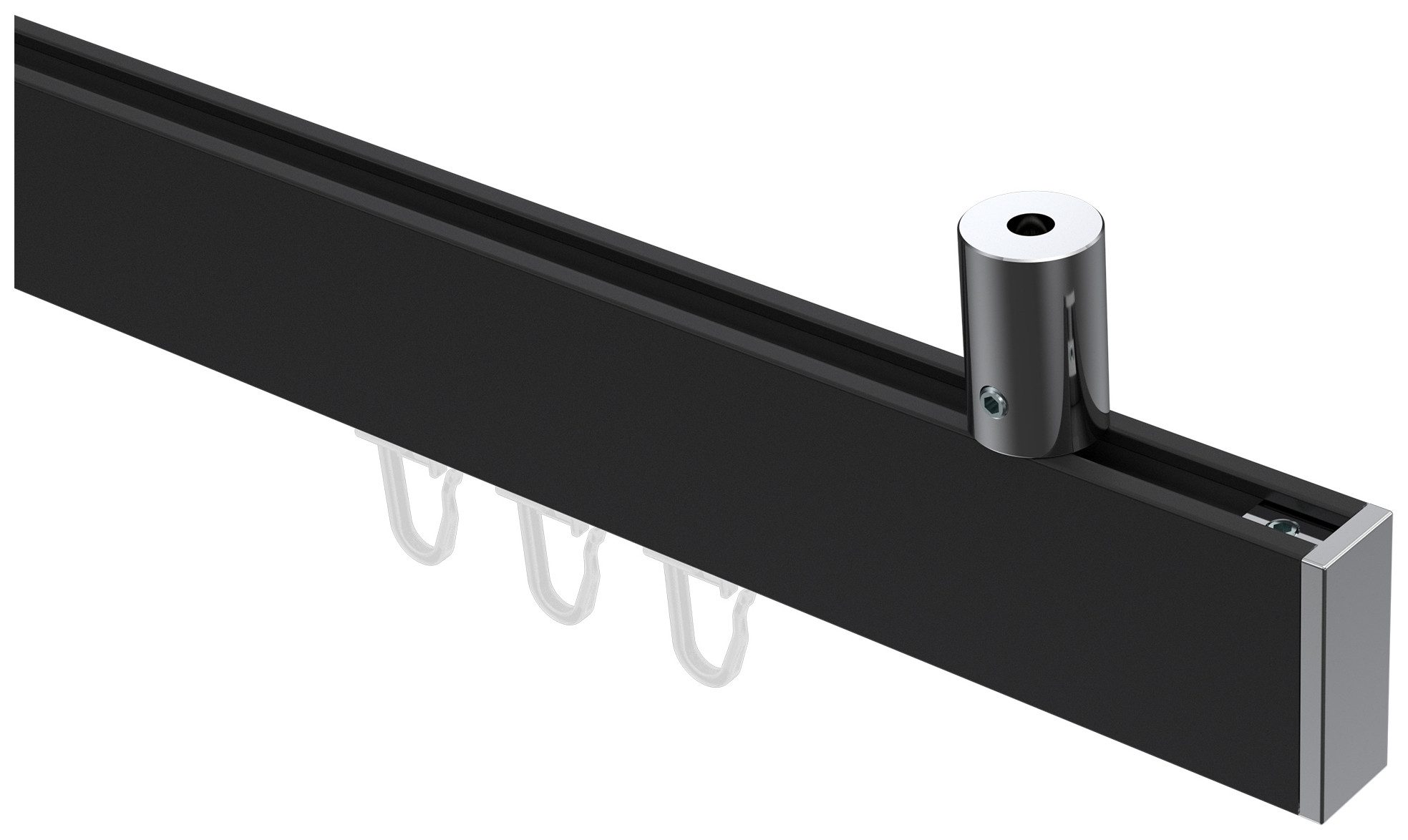 INTERDECO Innenlaufschiene Sonius Paxo, 1-läufig, Fixmaß, kürzbar, Deckenmontage, Aluminium, Schwarz / Chrom / Bicolor, 14x35