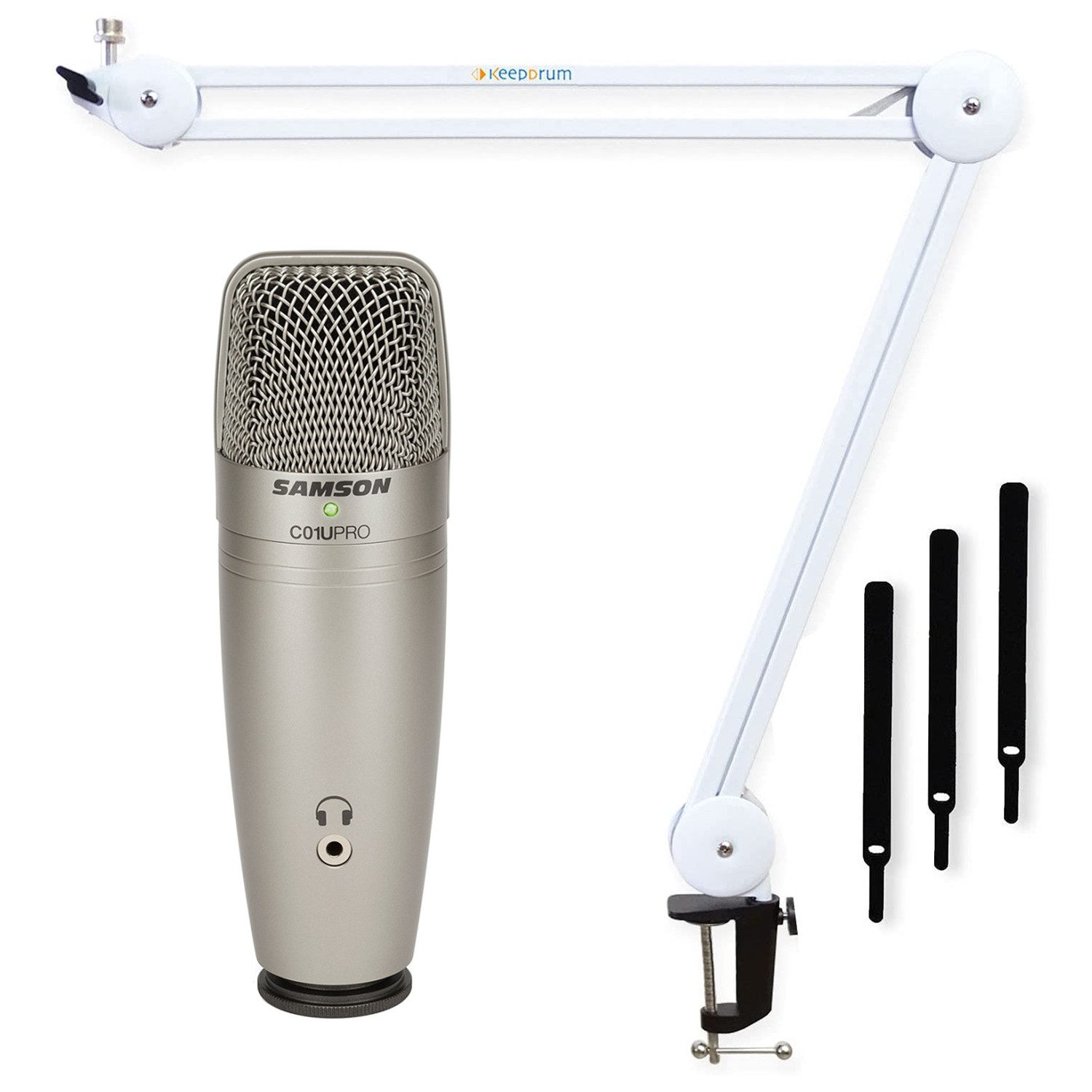 Samson Mikrofon Samson USB Kondensator-Mikrofon C01U Pro mit Gelenkarm Weiss (Mikrofon), Vorteils-Set mit Gelenkarm