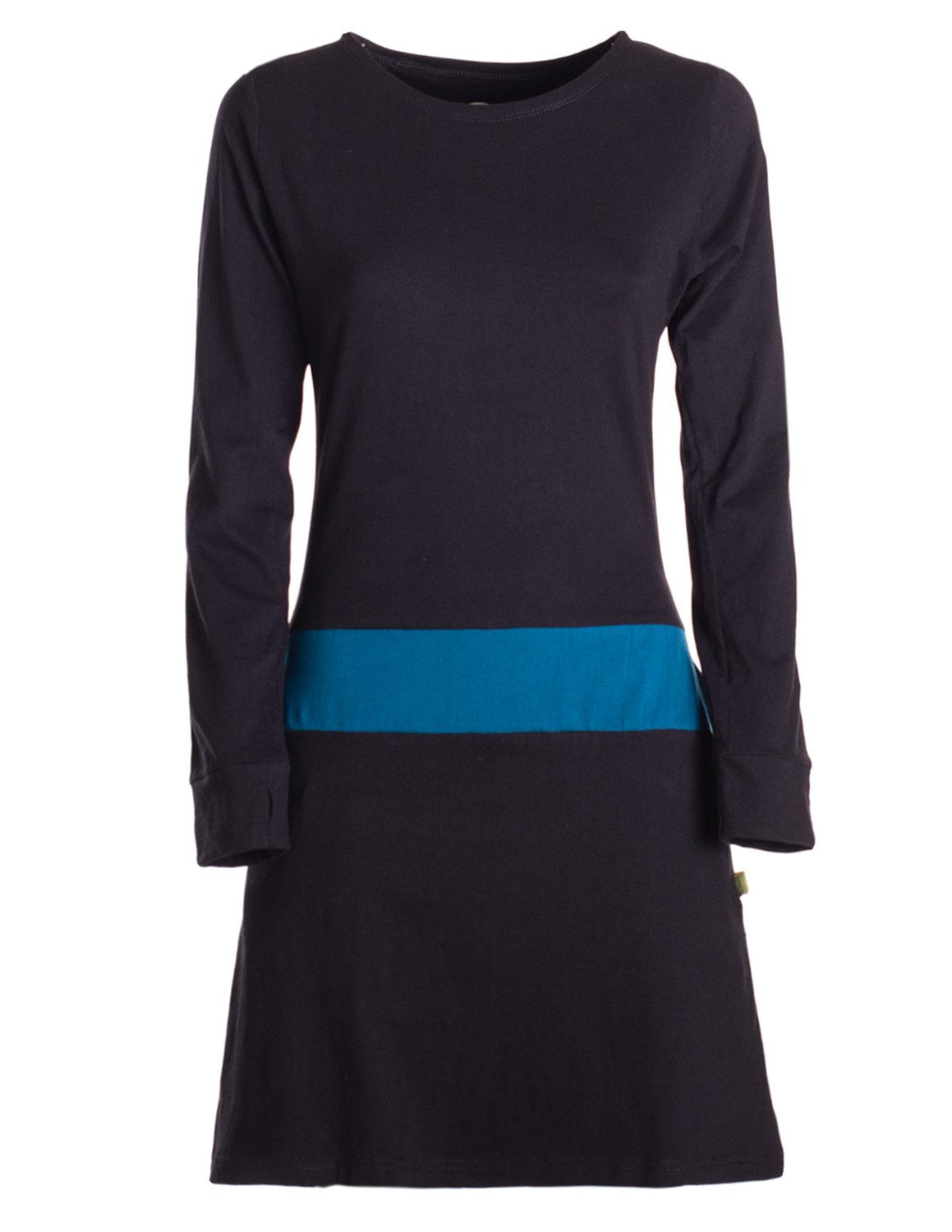 Vishes Jerseykleid Damen A-Linie Kleid Baumwolle Casual Rundhalsausschnitt Daumenlöcher Alternative Bekleidung, Ethno, Hippie, Retro Style