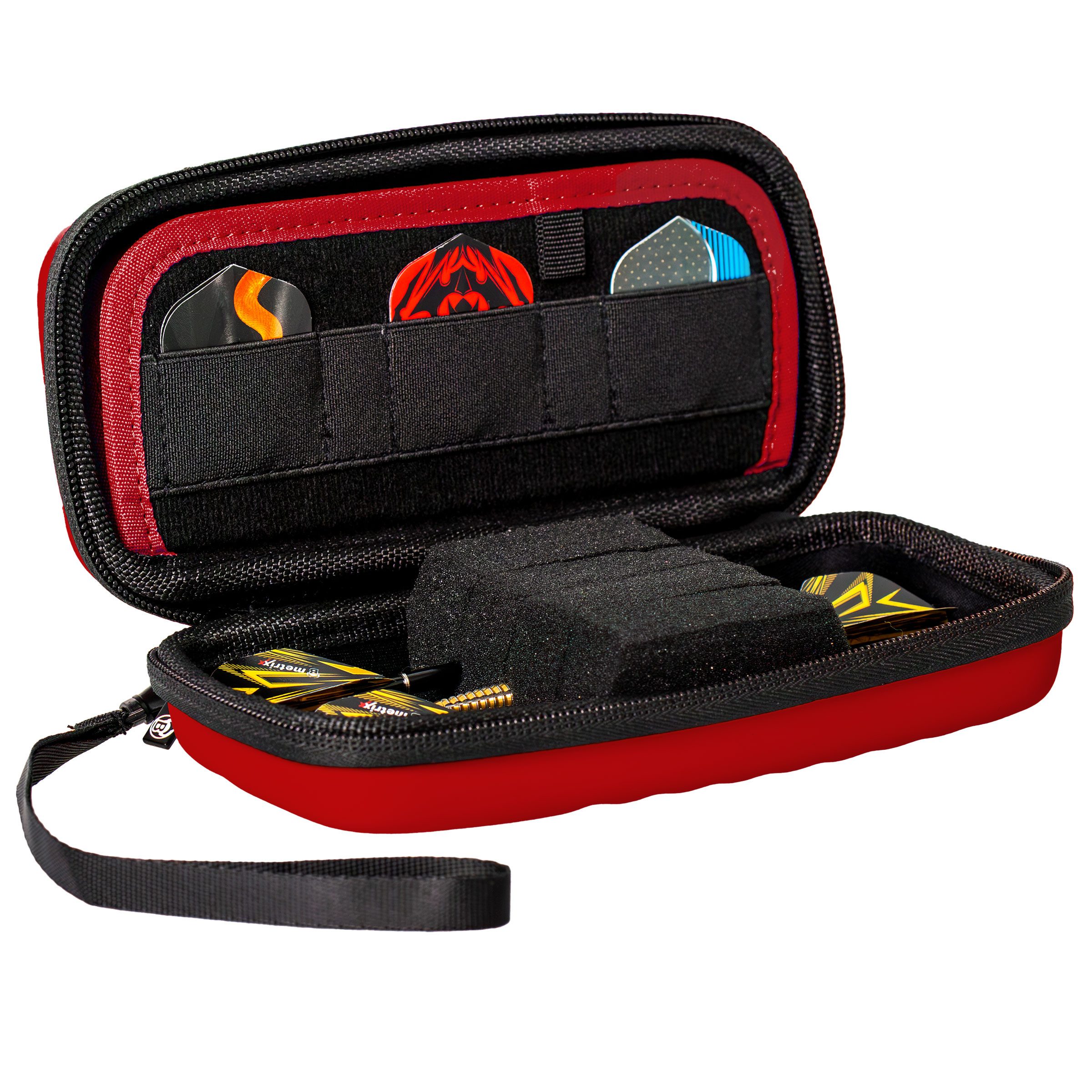 BULL'S Dartpfeil Bull´s Dart Tasche Hardcase Orbis S mit 2 Extraeinteilungen, rot, 190x, Karabiner Inklusive