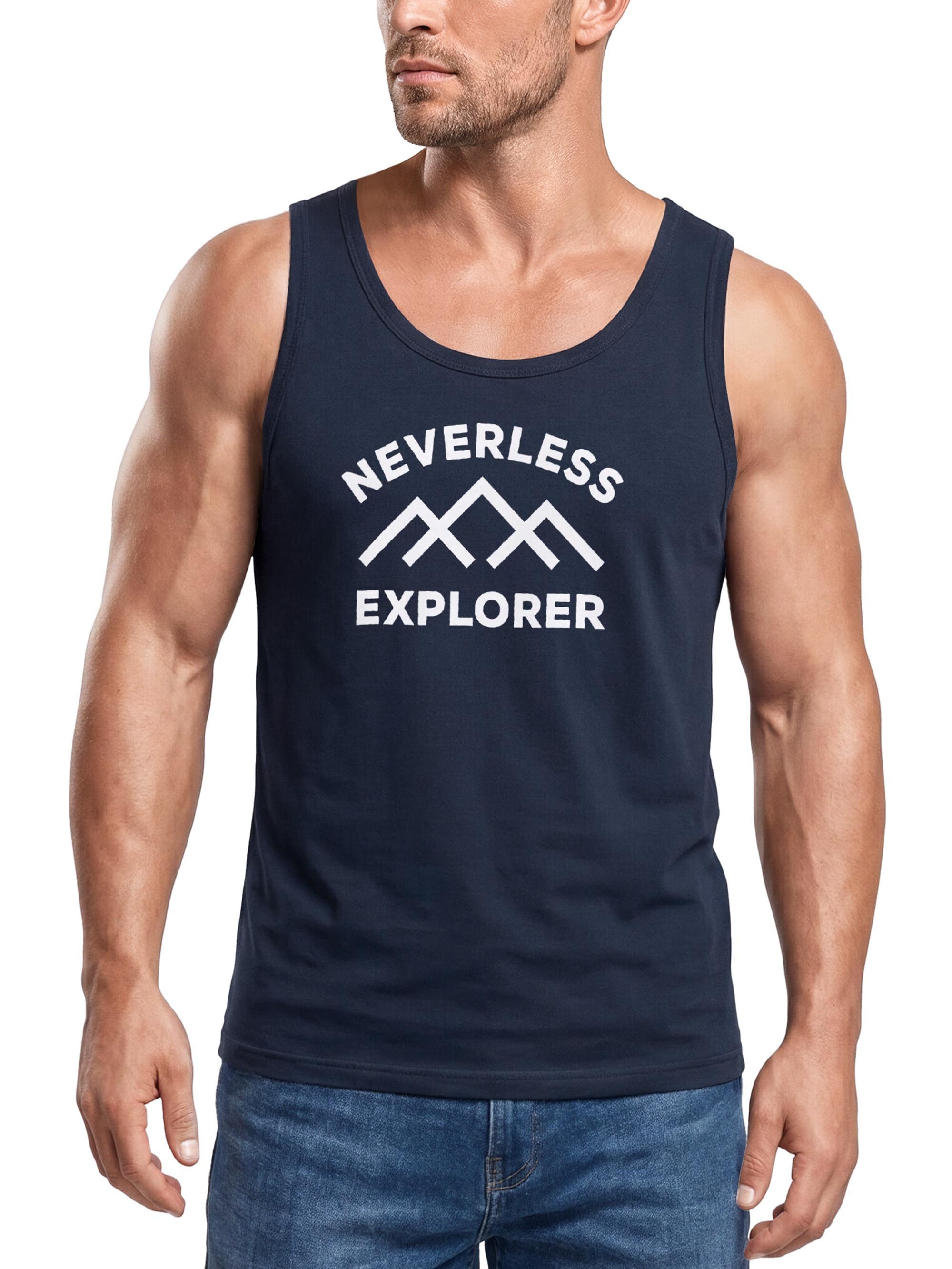 Neverless Tanktop Tanktop Herren mit Grafik-Print - Design Bergkette - Trägershirt mit Print