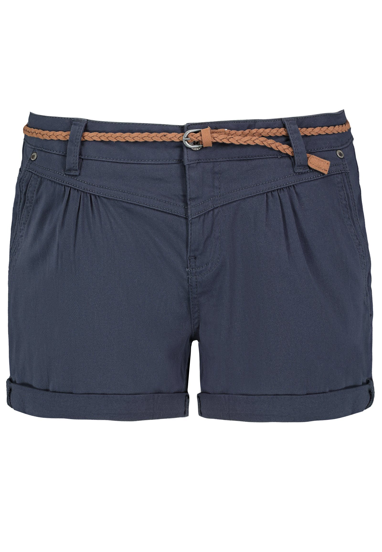 Chinoshorts Damen Stretch-Shorts mit Flechtgürtel
